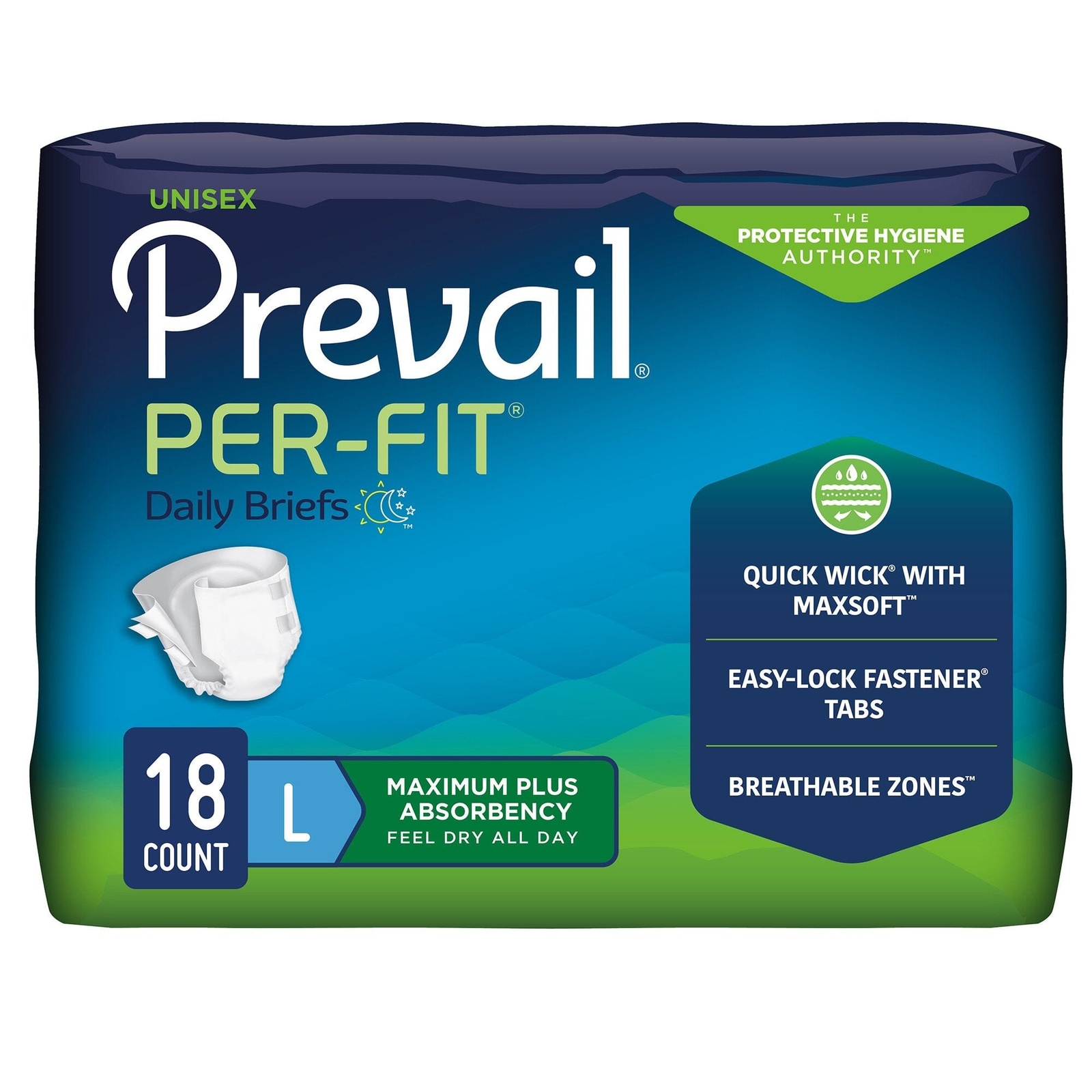 Prevail Per-Fit Unisex Incontinence Briefs Adult Diapers W/ Tabs Max Absorbency