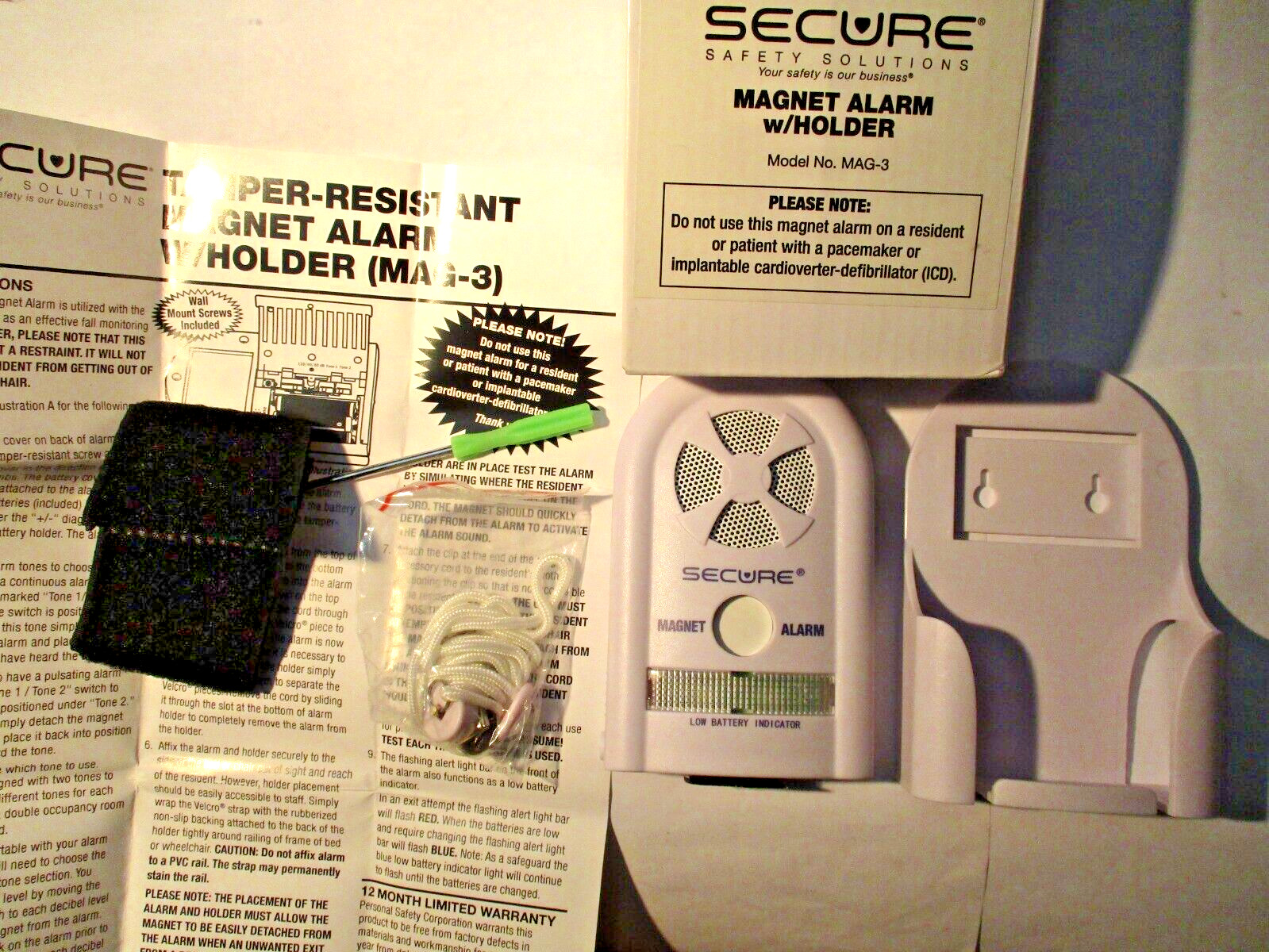 Alarm Chair / Bed Patient Resident Magnet Alarm & Holder Elderly Fall Prevention