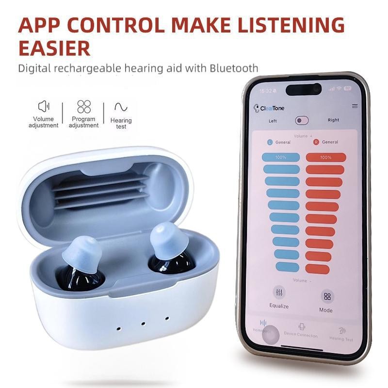 Bluetooth Rechargeable Hearing Aids For Seniors APP Control With Noise Reduction