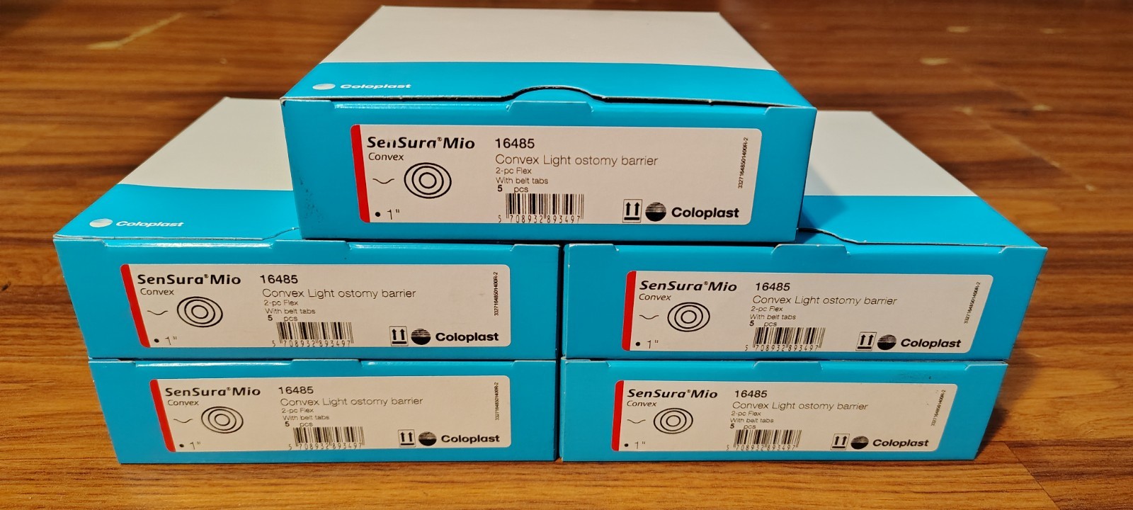 OLD STOCK Lot Of 5 Coloplast SenSura Mio 1″ Convex Light Ostomy Barrier 16485 5p