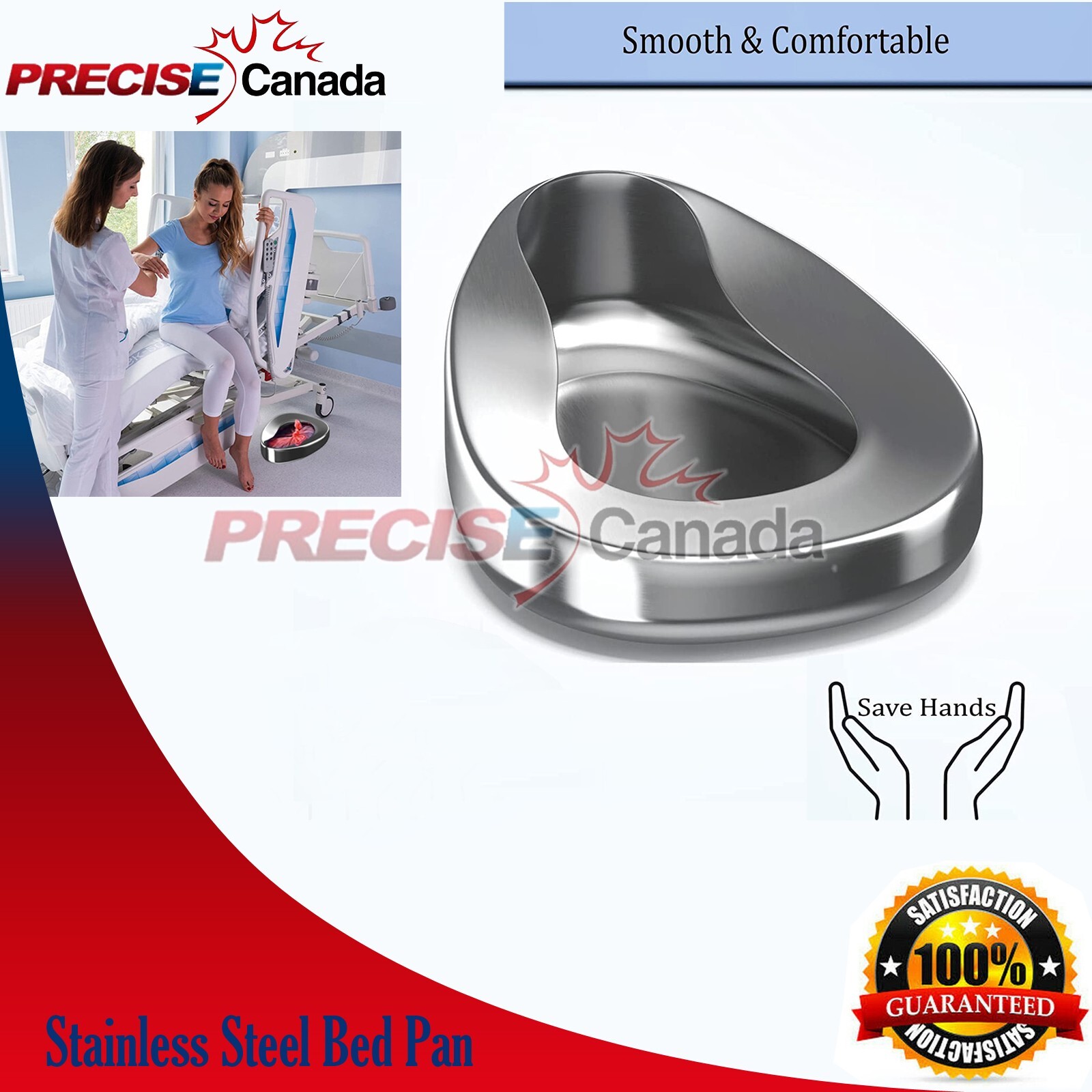 Urinals Bedpans Heavy Duty Stainless Steel Hospital Bed Pan for Medical & Home