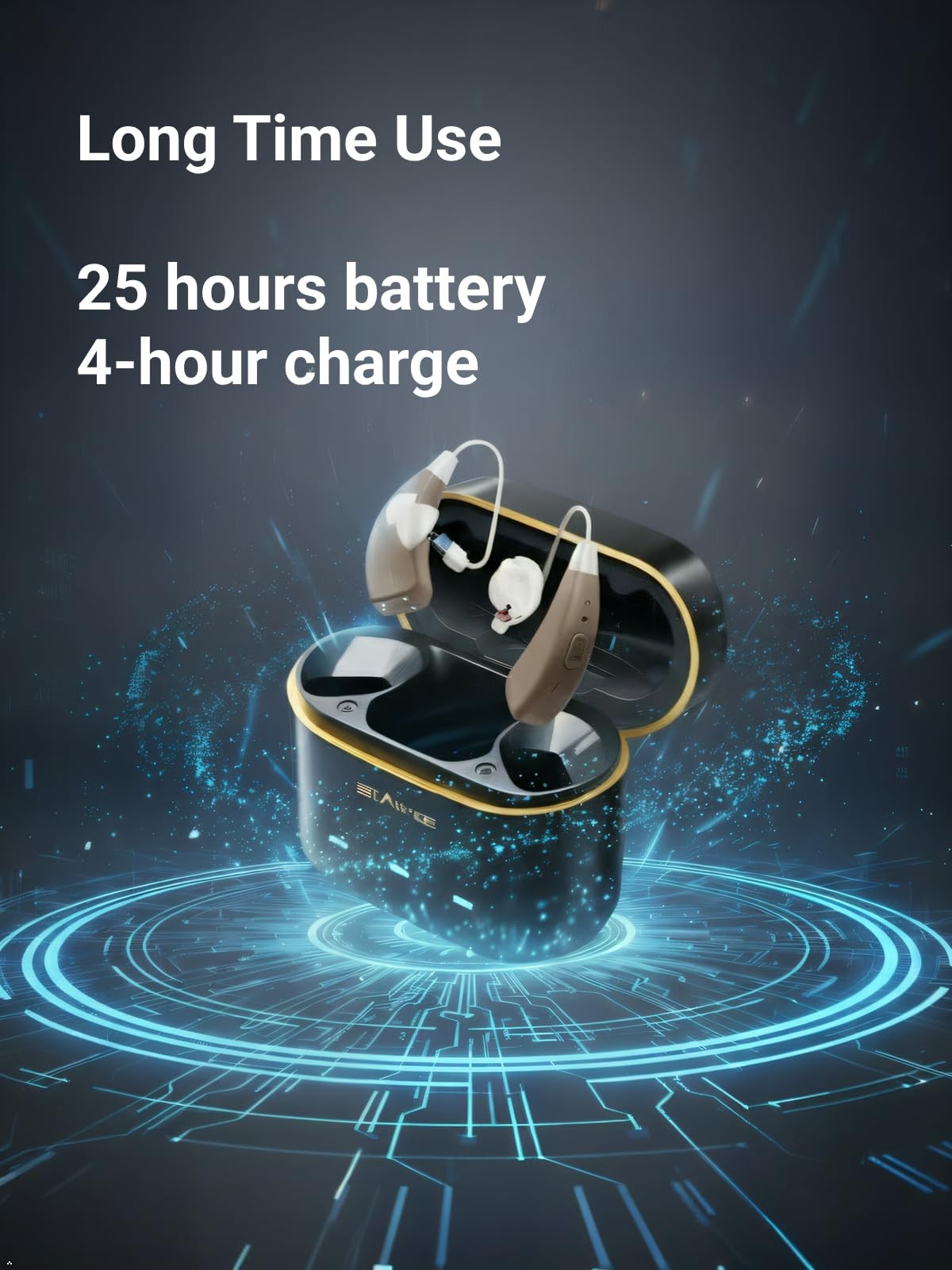 Hearing Aids for Seniors Rechargeable 24H Battery black