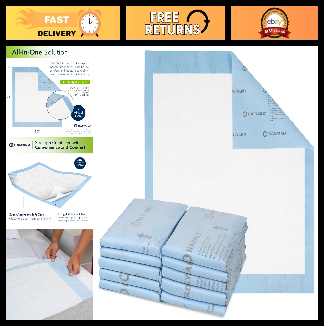 Premium Disposable Underpads 30×36″ Chux Pads – Incontinence Bed Pads, Pack of 1