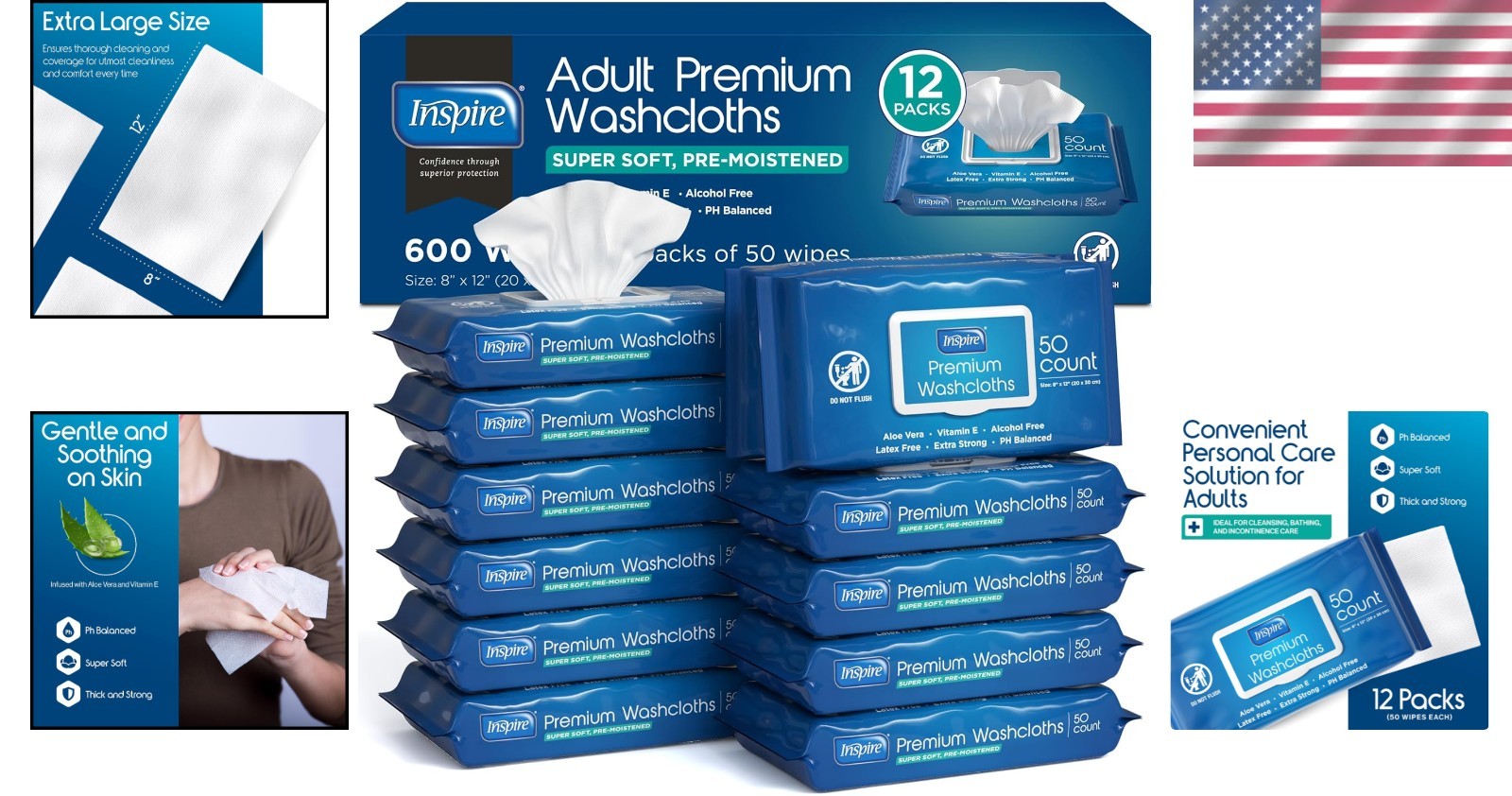 Soothing Adult Wet Wipes with Aloe Vera – 600 Count Hypoallergenic & Disposable