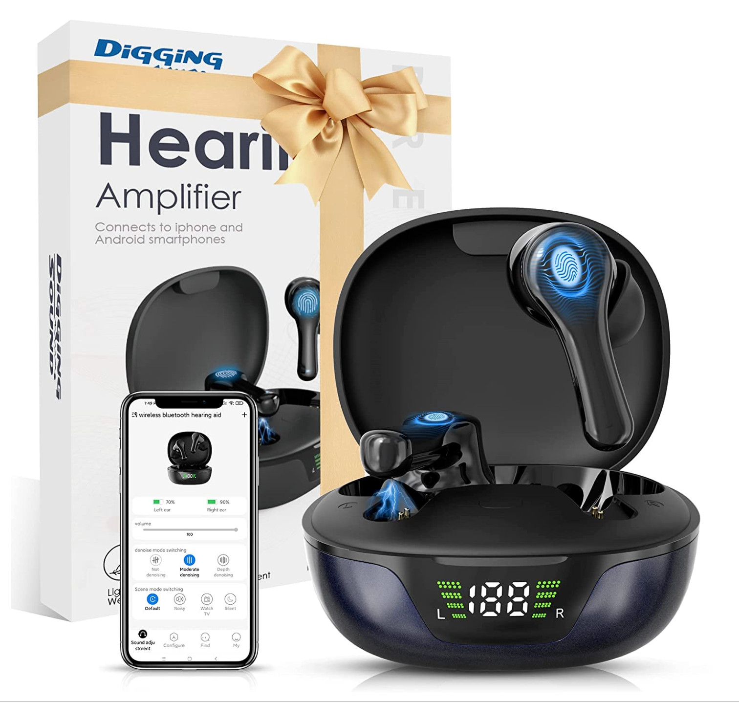 DiGGiNGSOUND Hearing Amplifier for Seniors Adults, Rechargeable – Open Box
