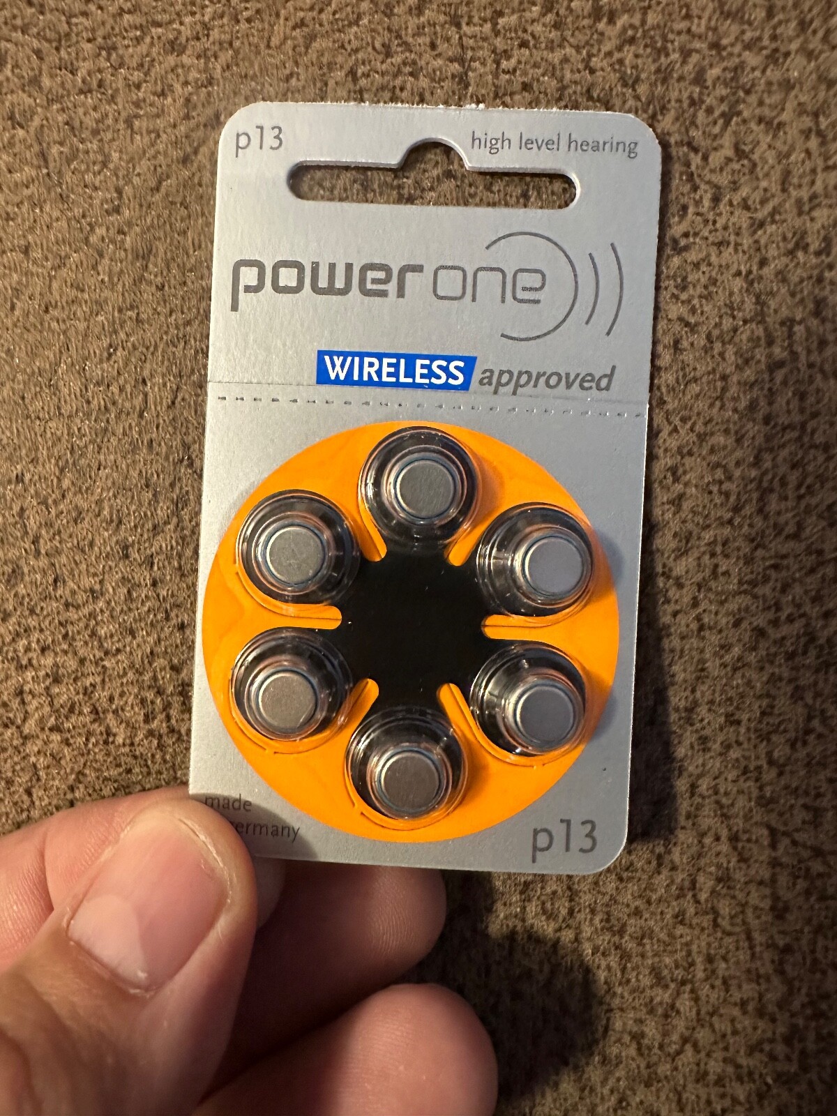 60 PowerOne Hearing Aid size 13 Genuine Mercury Free Batteries,Germany 10 6 pak