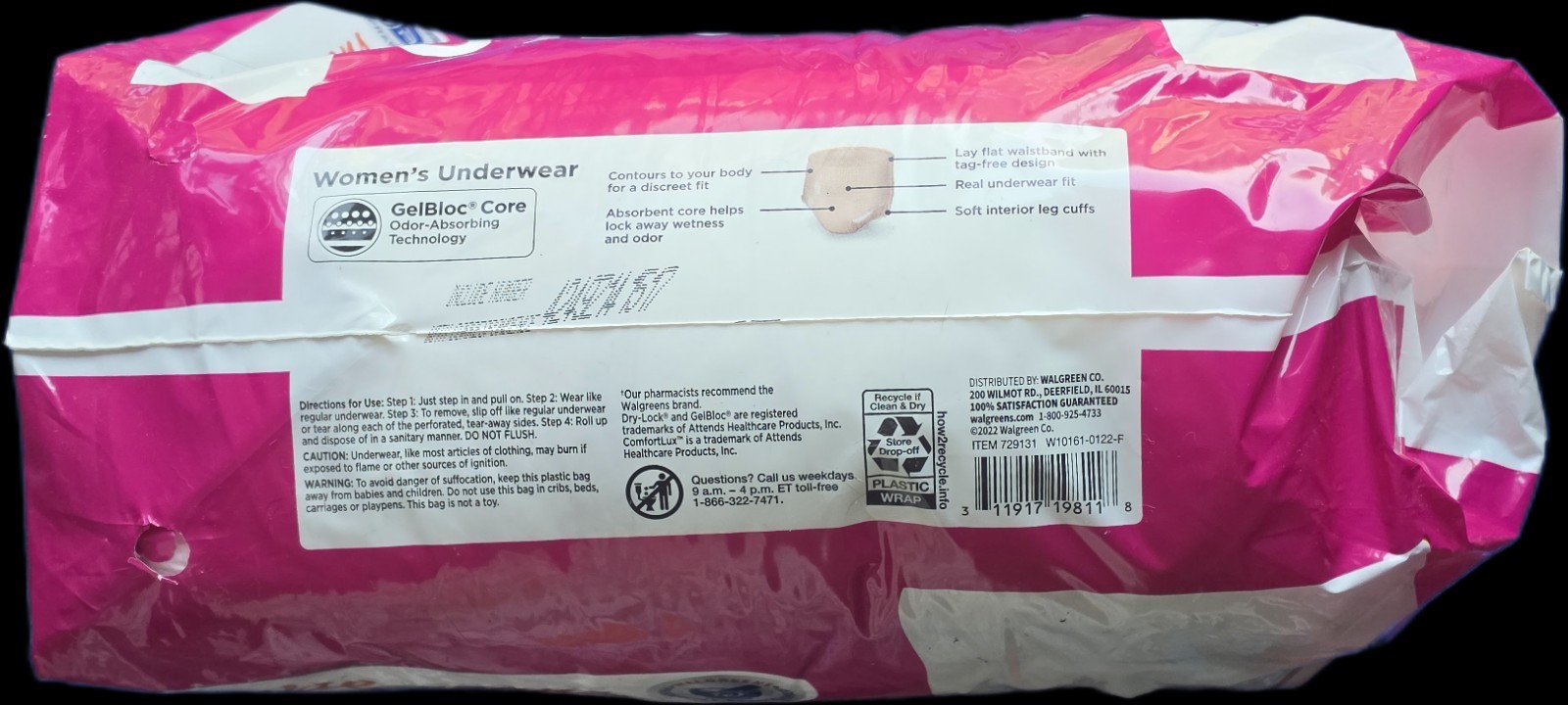 Walgreens * Certainty * Women’s ComfortLUX Underwear * XXL * 12ct MAX Absorbency