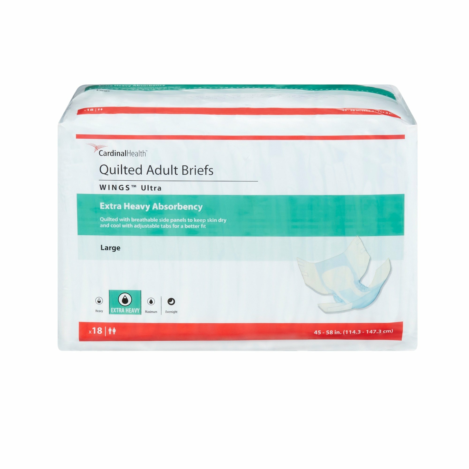 Wings Ultra Incontinence Brief L Quilted 77074 Extra Heavy 72 Ct