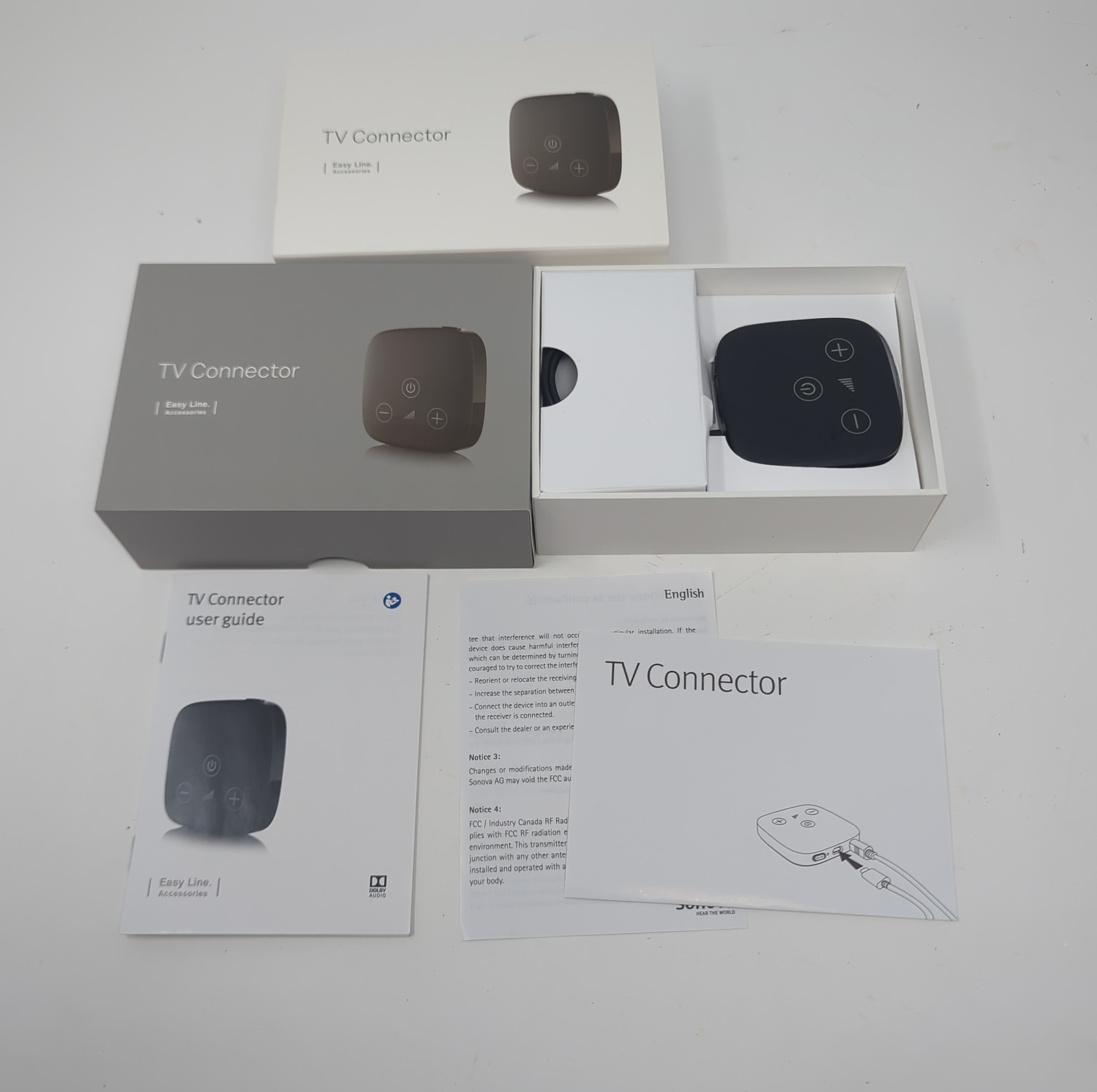 Easy Line TV Connector for Hearing Aid, Black OPEN BOX