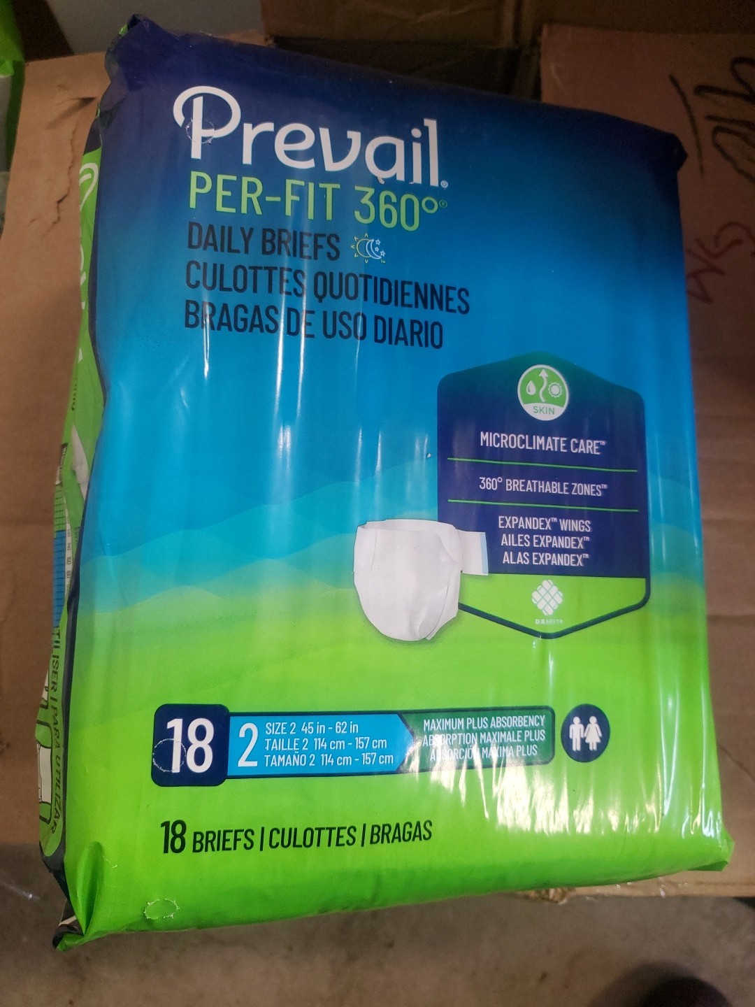 Prevail Per-Fit Adult Daily Briefs Size 2 45″-62″ 18 Pack