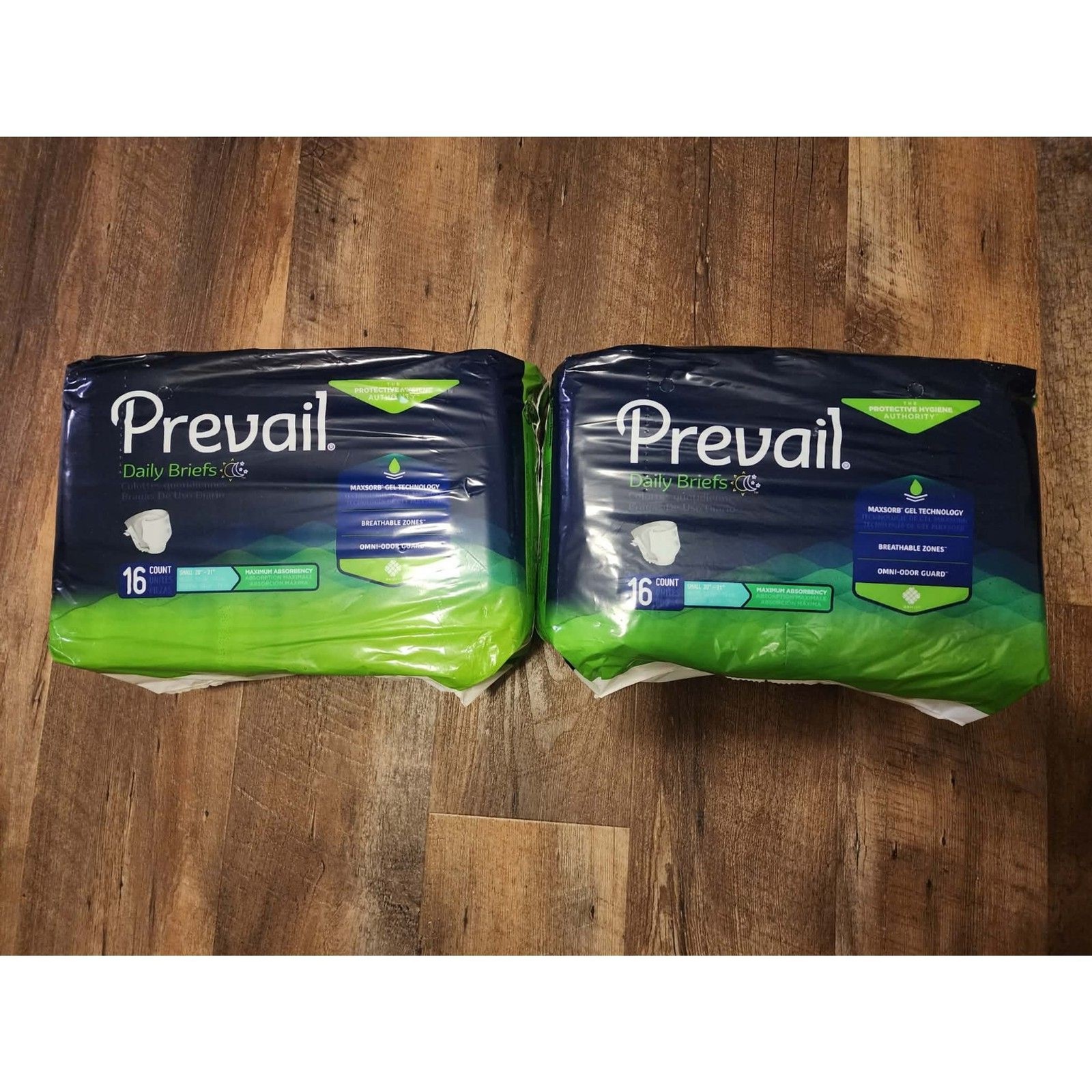 Prevail Adult Diapers 16 Count Size Small 20″-31″ Wgt 90-100 lbs 2packs