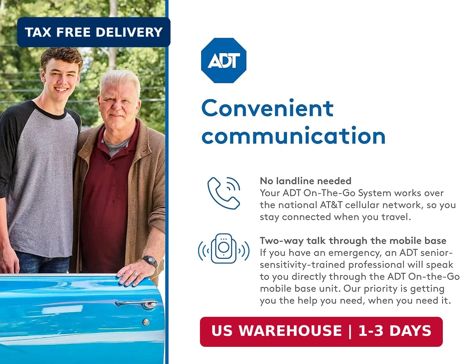 ADT On-The-Go Mobile Medical Alert System for Seniors, Neck Pendant | ADT-Monito