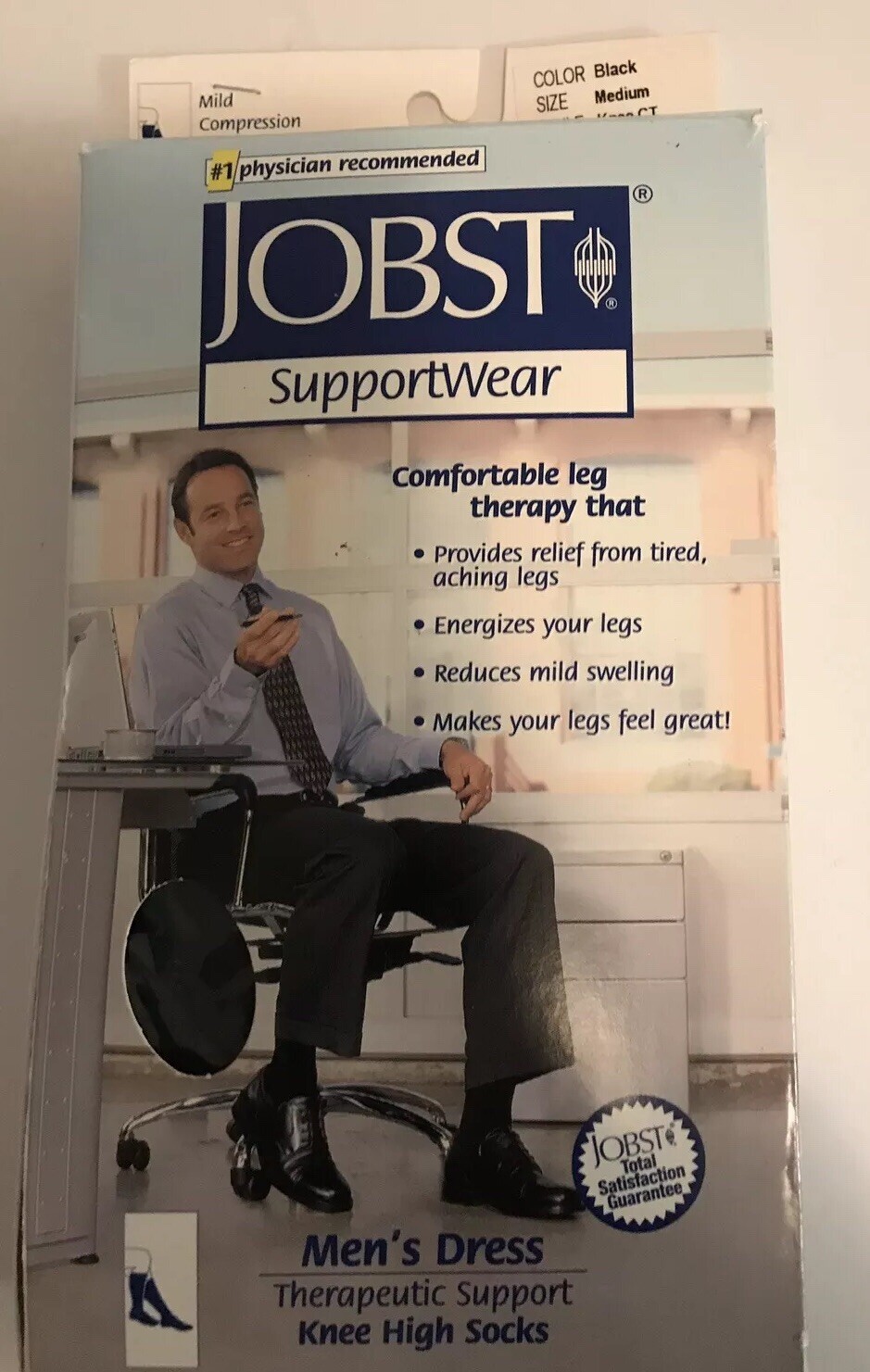 Jobst For Men Supportwear Dress Therapeutic Knee High Socks Black Medium 8-15mm