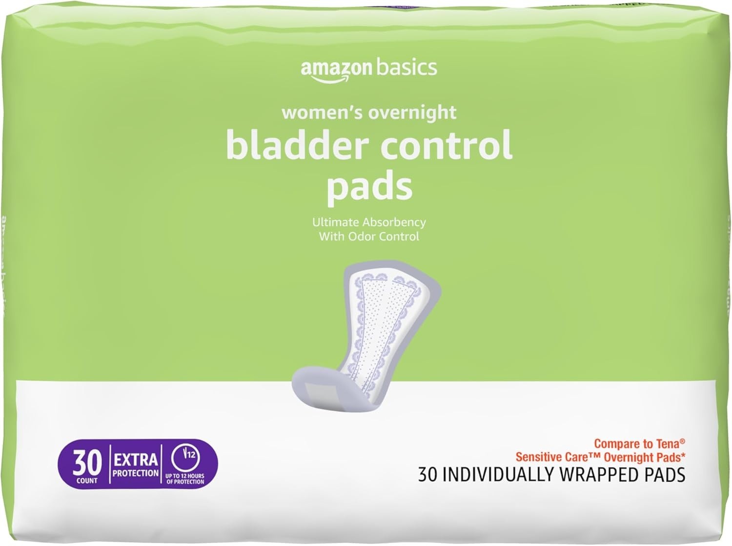 Overnight Incontinence & Postpartum Pads – 30 Count, Dri-Fit Comfort & Odor C…
