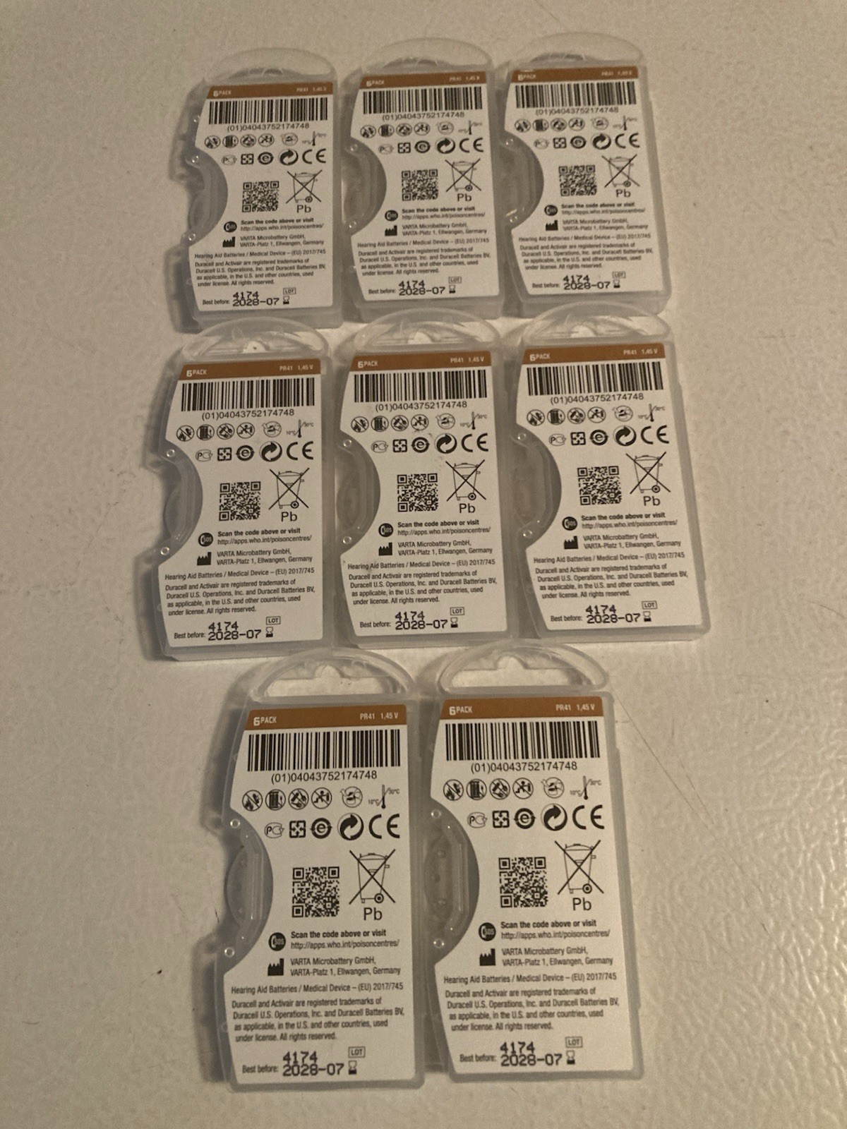 NEW 8 x 6pk Duracell Activair 312 EasyTab Hearing Aid Batteries Exp 7-2028