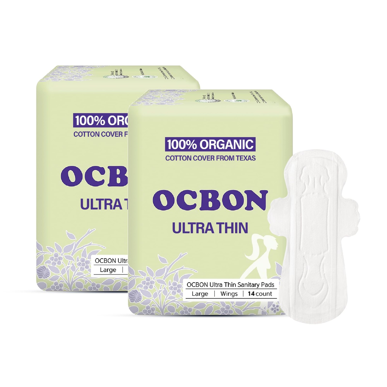 OCBON Unscented Ultra Thin Sanitary Pads (28 Count, 28 Count (Pack of 1)