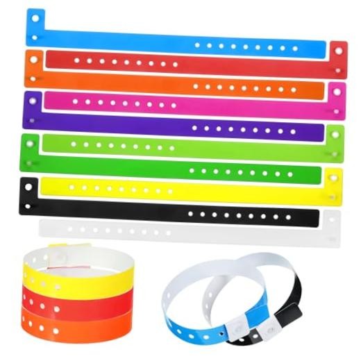 60Pcs Vinyl Plastic Wristband, 10 Colors Disposable Wristbands Neon Plastic