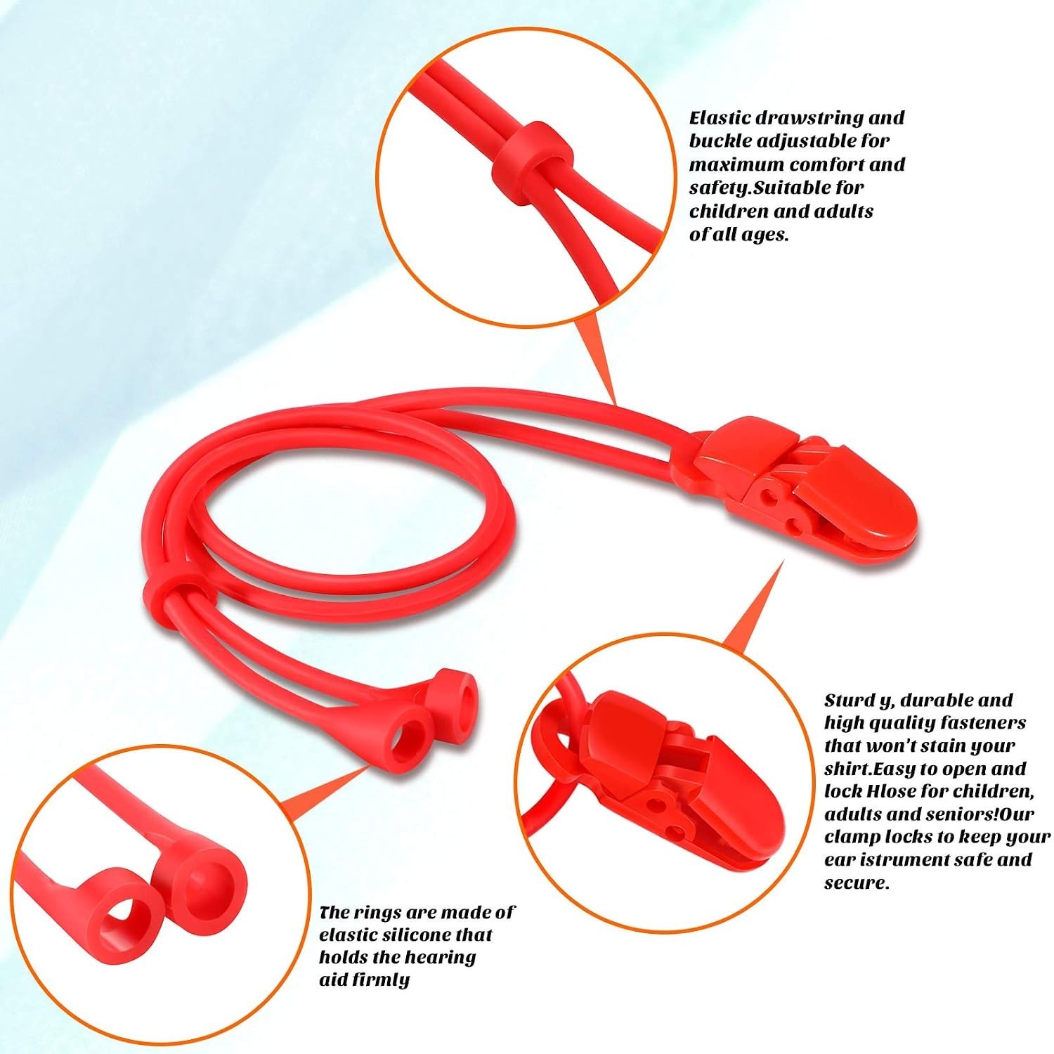 4 Pcs Hearing Aid Clips, Adjustable Anti-loss Lanyard for Senior Adult | Soft…