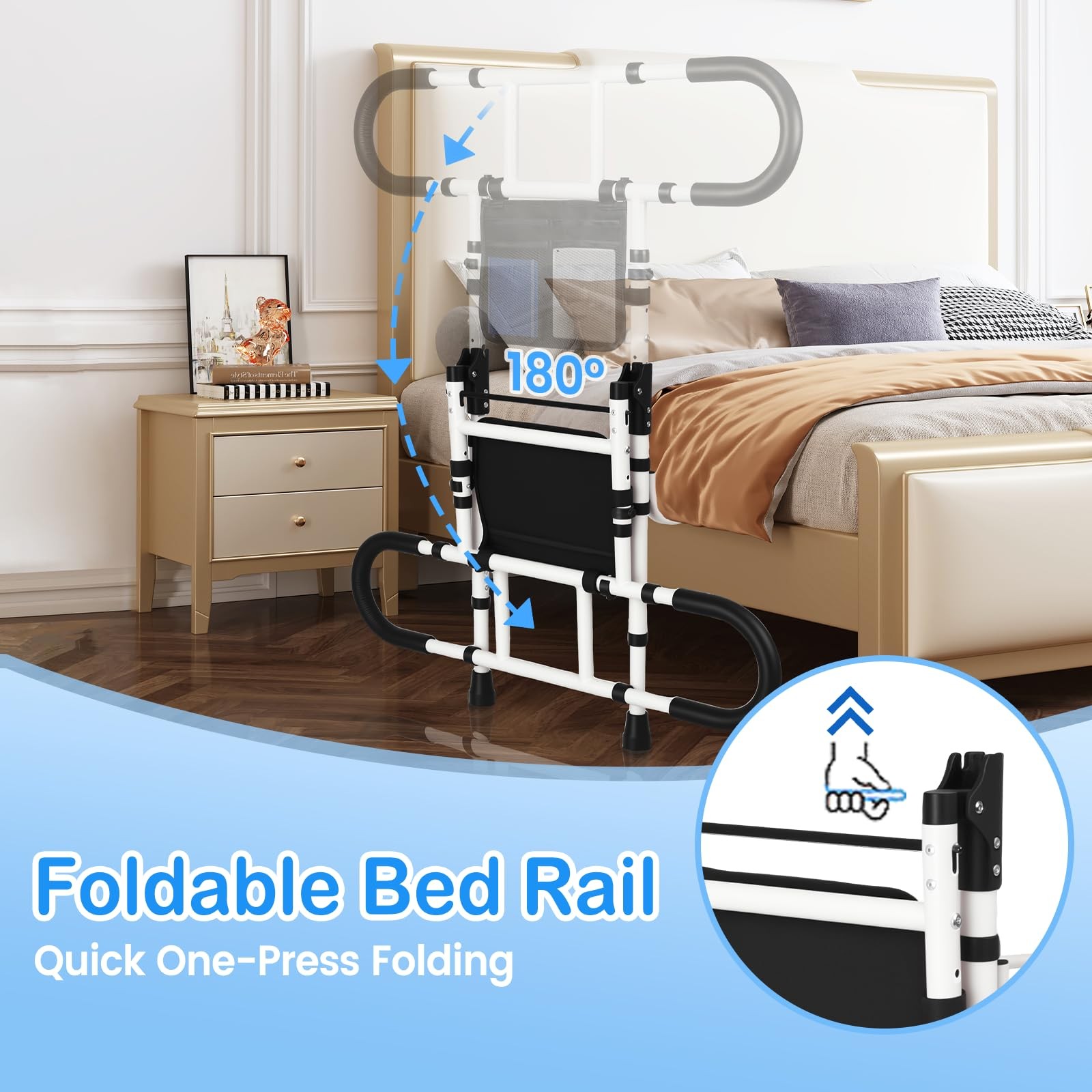 Zoliquex Bed Rails For Elderly Adults Safety Bed Cane For Seniors Adjustable