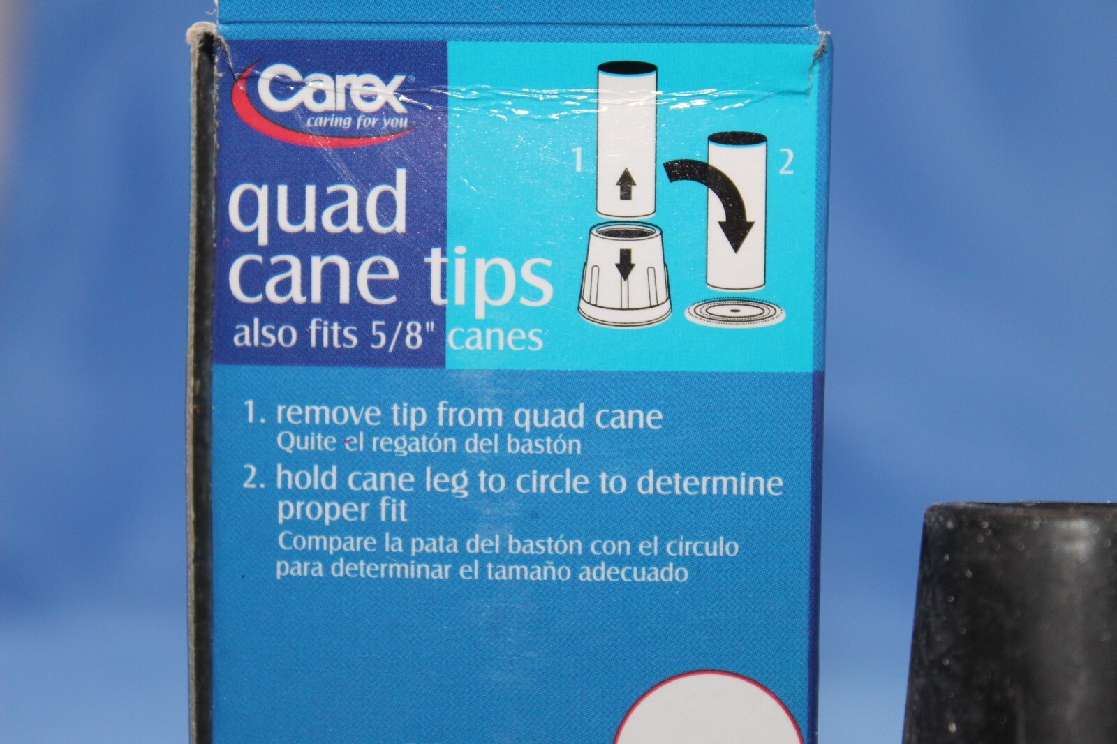 Carex Cane Tips A717-00 Set of 2 Black Fits 5/8th Cane Bottoms