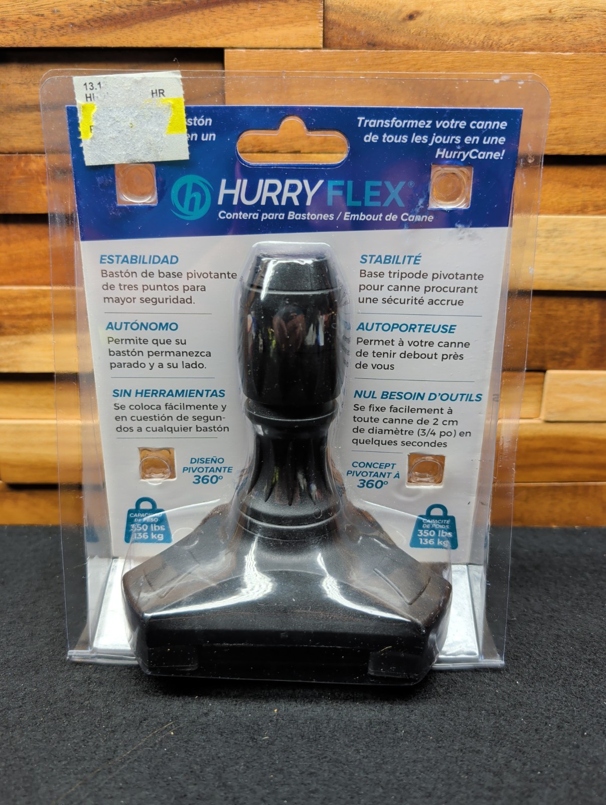 Hurry Flex Cane Tip – 360-Degree Pivot – Fits 3/4″ Dia. Cane, Tool Free