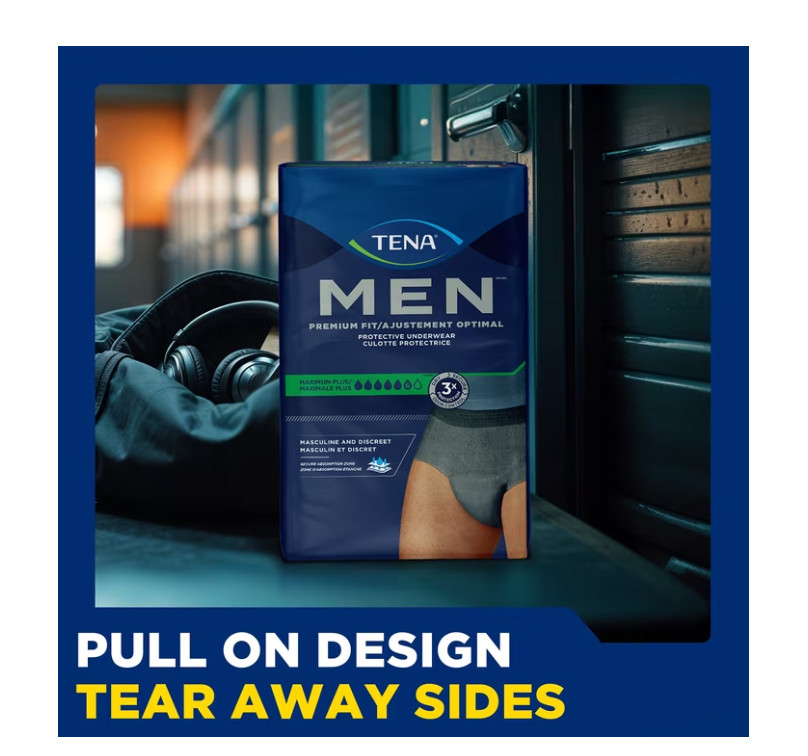 TENA Men Protective Underwear Maximum Plus L/XL 56 Ct 44-64 Incontinence