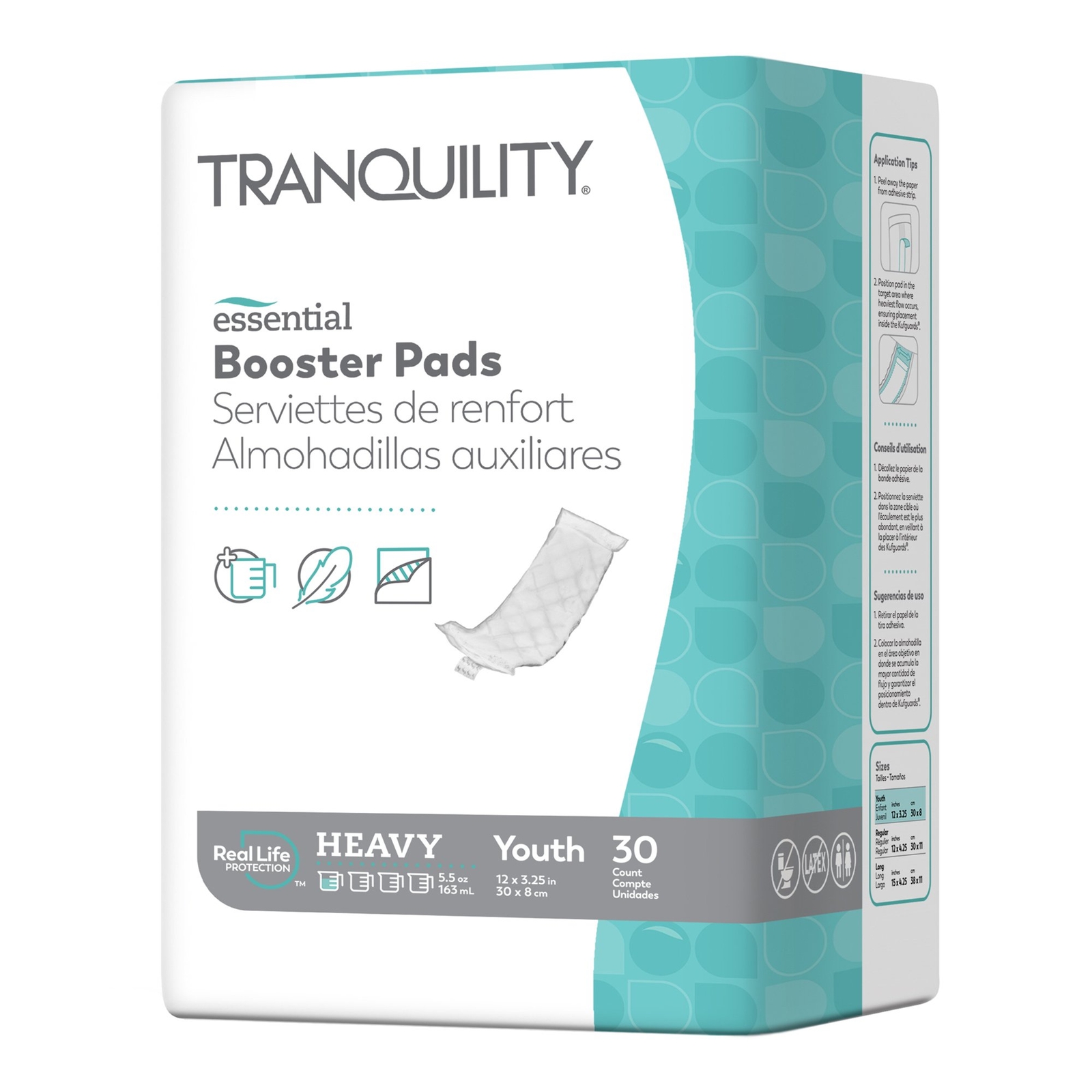 Tranquility Booster Pad 3-1/2 X 12 Inch Flow-Through Pad 30 Ct