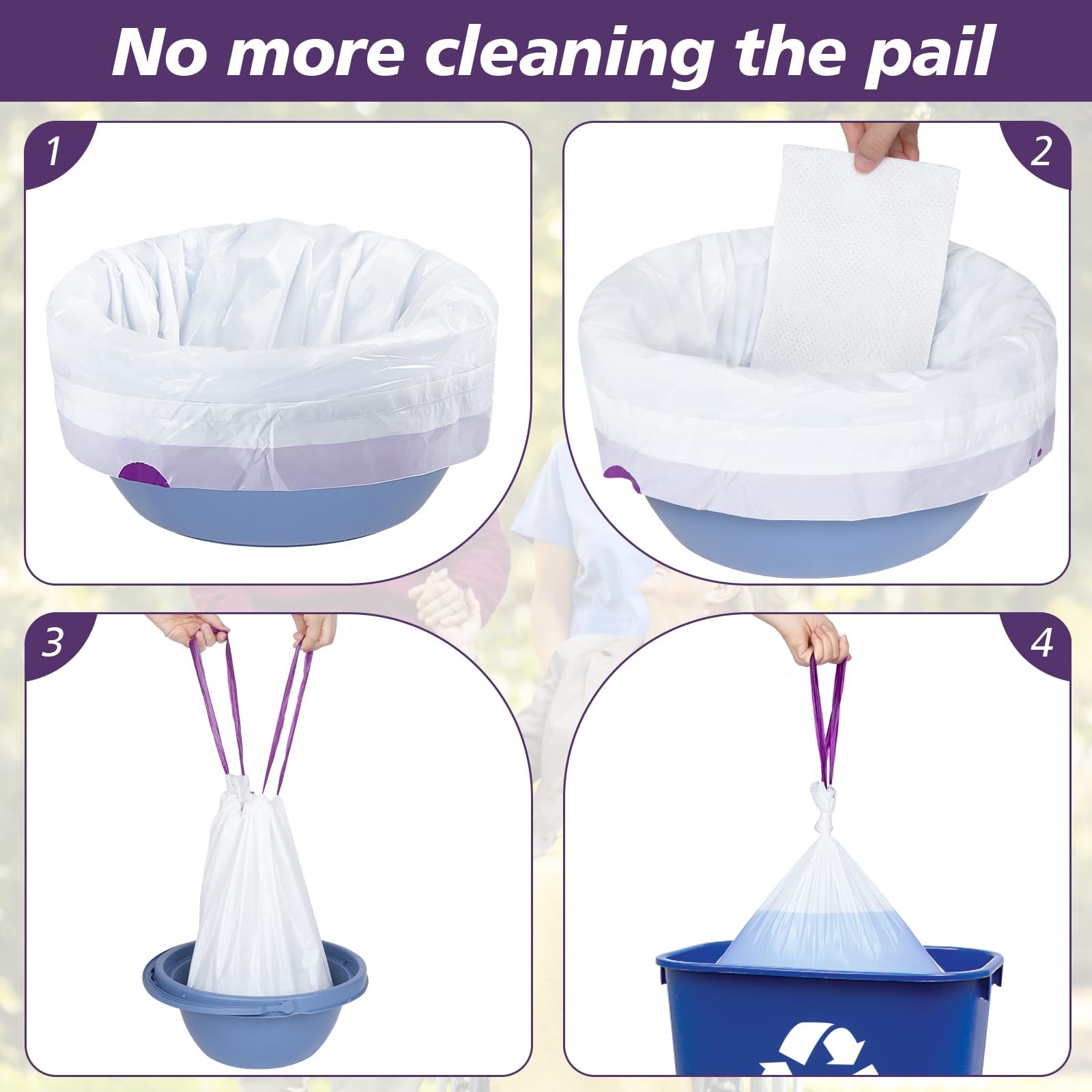 Commode Liners with Absorbent Pads, 60 Commode Liners and 60 Commode