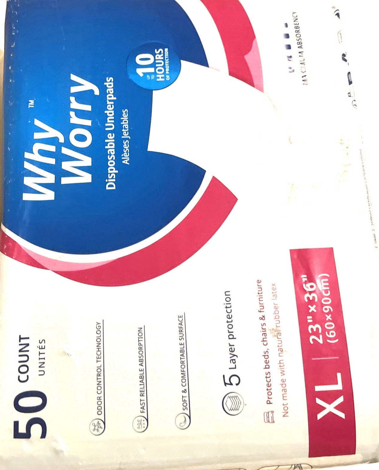 WhyWorry Extra Large Disposable BedPads 23″ x 36″, Super Absorbent Leakproof