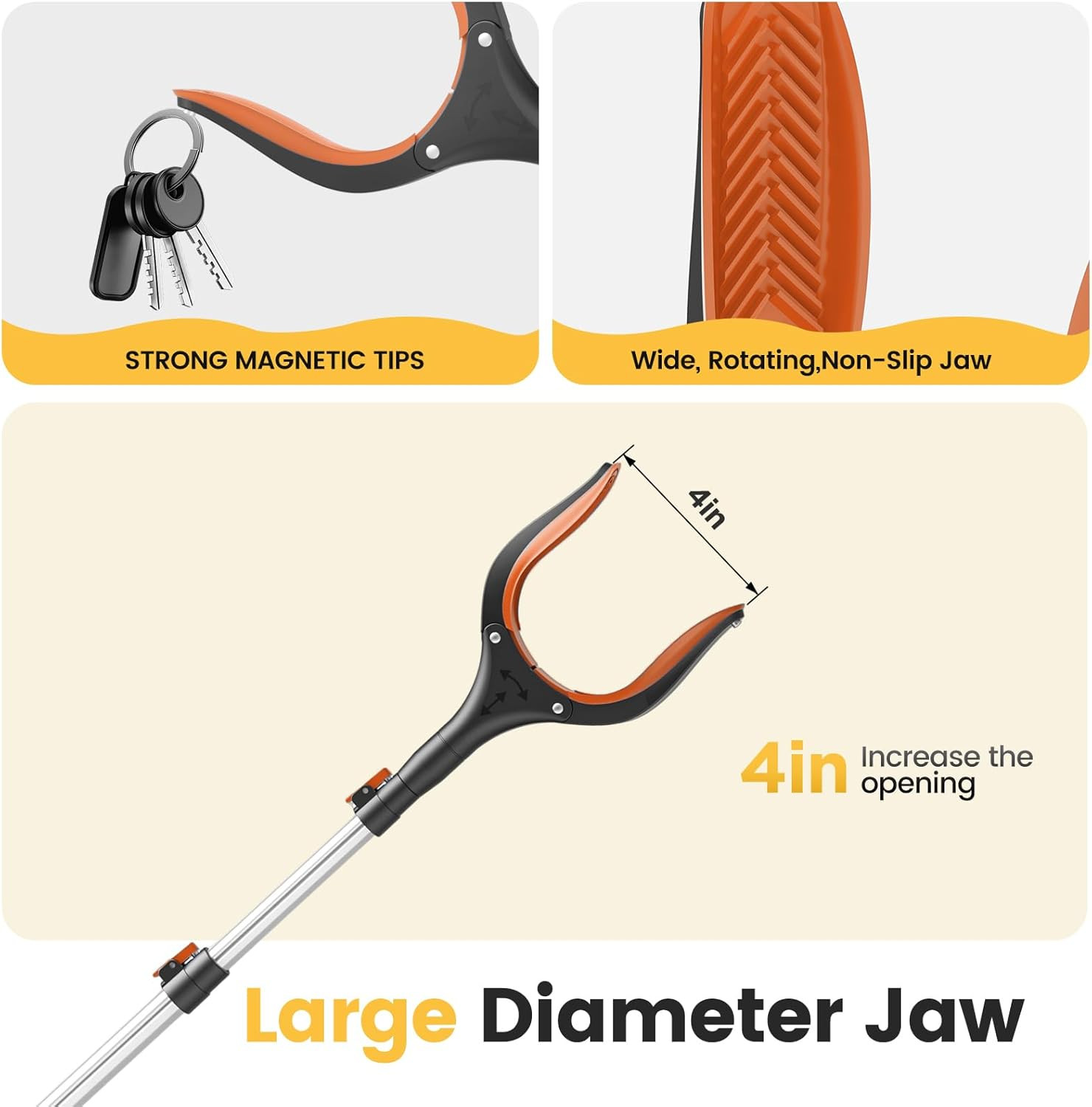Telescopic Grabber Reacher Tool, 5-Level Adjustable (23″ to 41″) – Extendable Gr