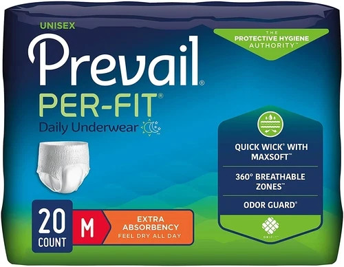 Prevail Per-Fit Unisex Incontinence Underwear Medium, 4Bags of 20 (PF-512) 80pcs