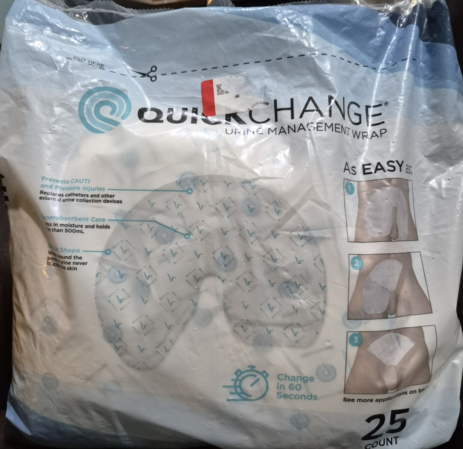 QuickChange Urine Management Wrap White Men Superabsorbent 25 Count