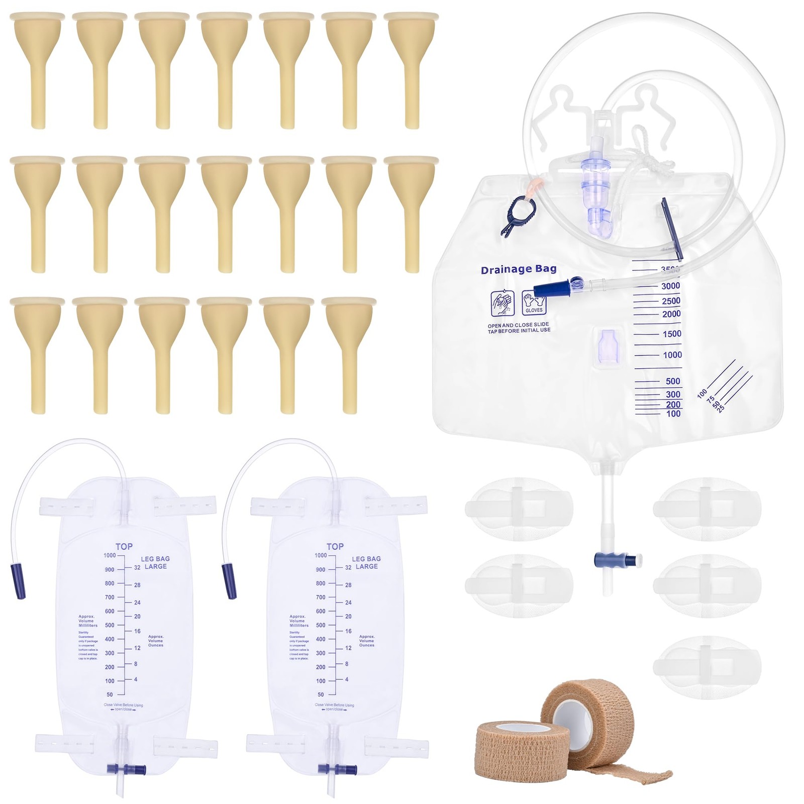 External Condom Catheters for Elderly Men Age 80, 20 Soft Latex, 5 Catheter S…