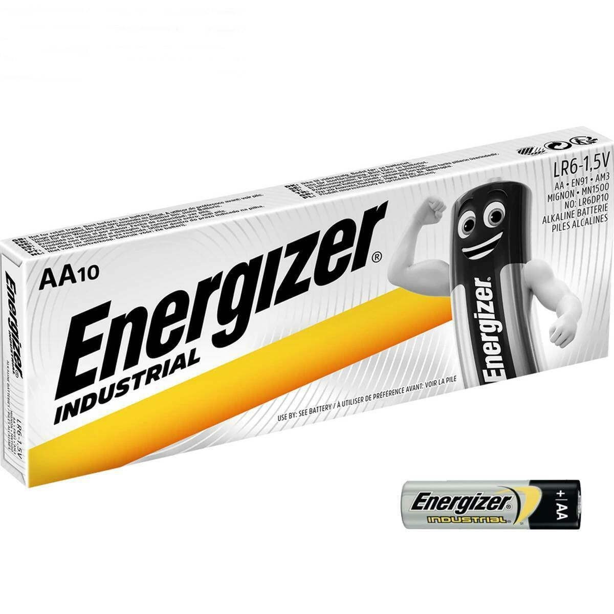 10x ENERGIZER Industrial Aa 1.5V Alkaline Batteries LR6 E91