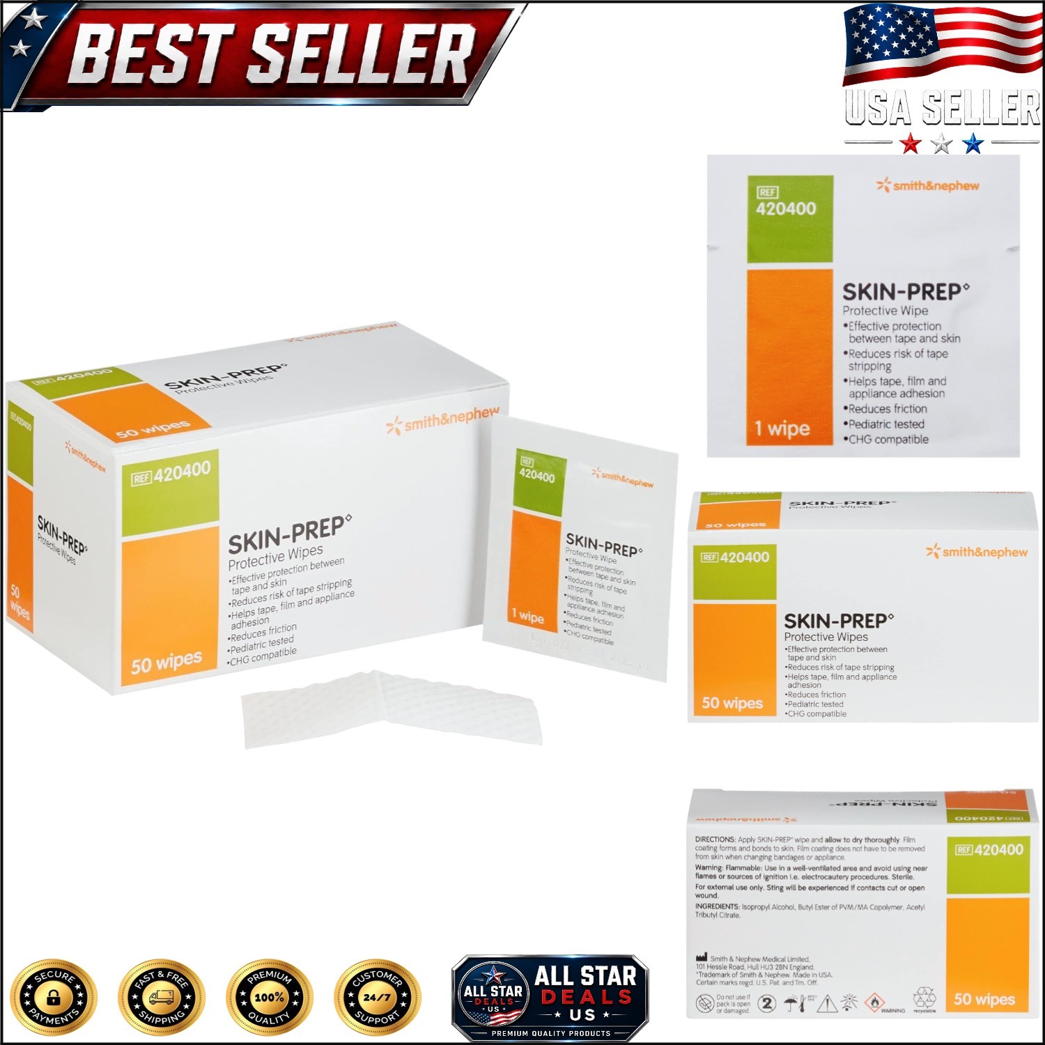 Comforting Skin-Prep Wipes – 50 Sterile Nonwoven Gauze for Adhesive Application