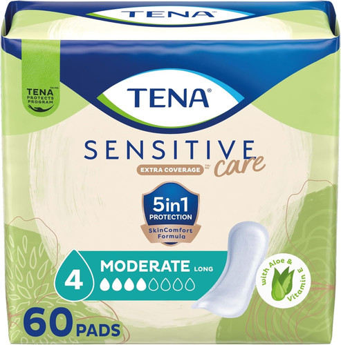 TENA Sensitive Care Incontinence Pads Moderate Absorbency Long Length,