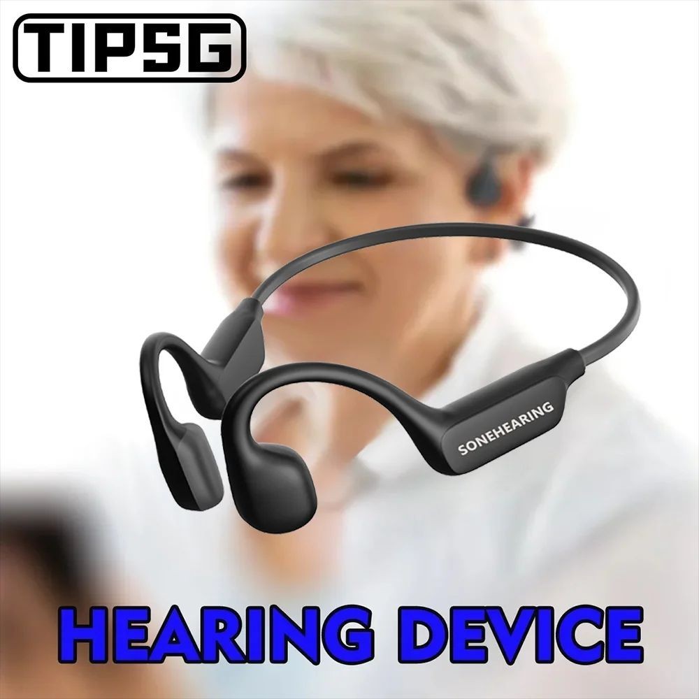 IPX6 Waterproof Bluetooth 5.3 Bone Conduction Hearing Aid Headphones for Elderly