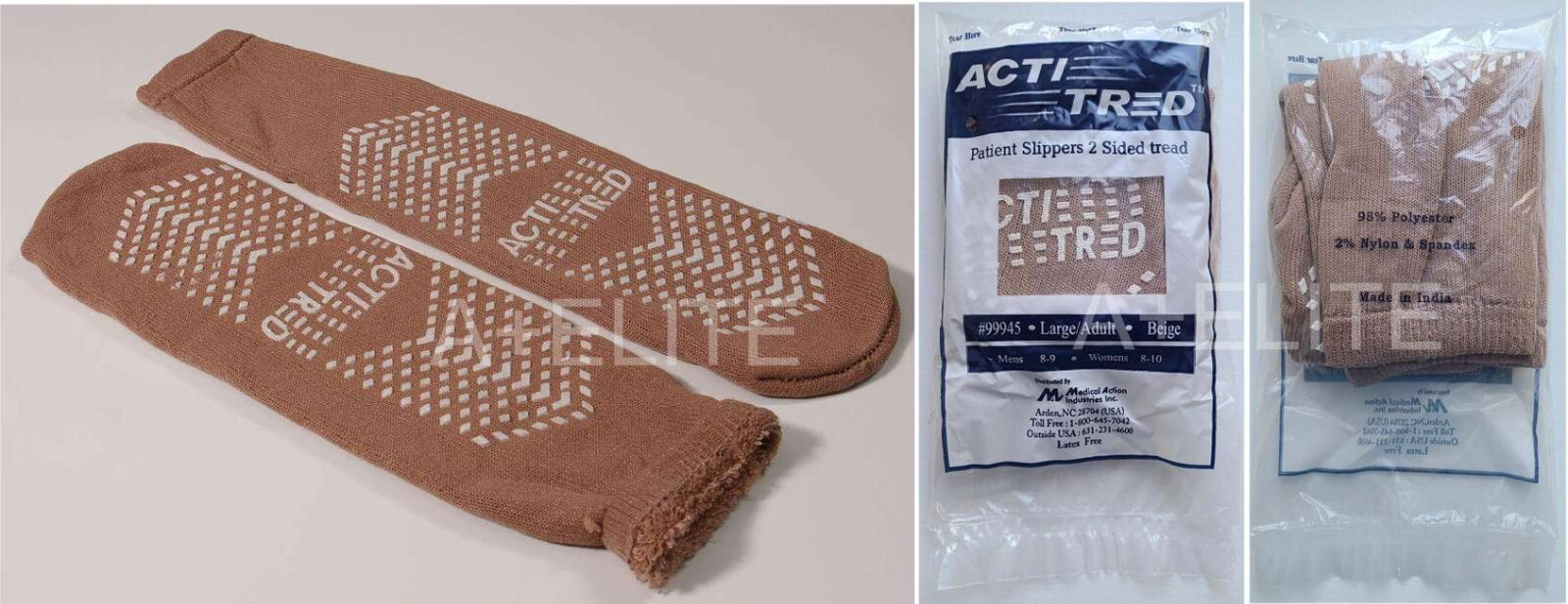 Medical Action Acti-Tred Patient Slippers Socks Double Sided Terries LARGE 99945