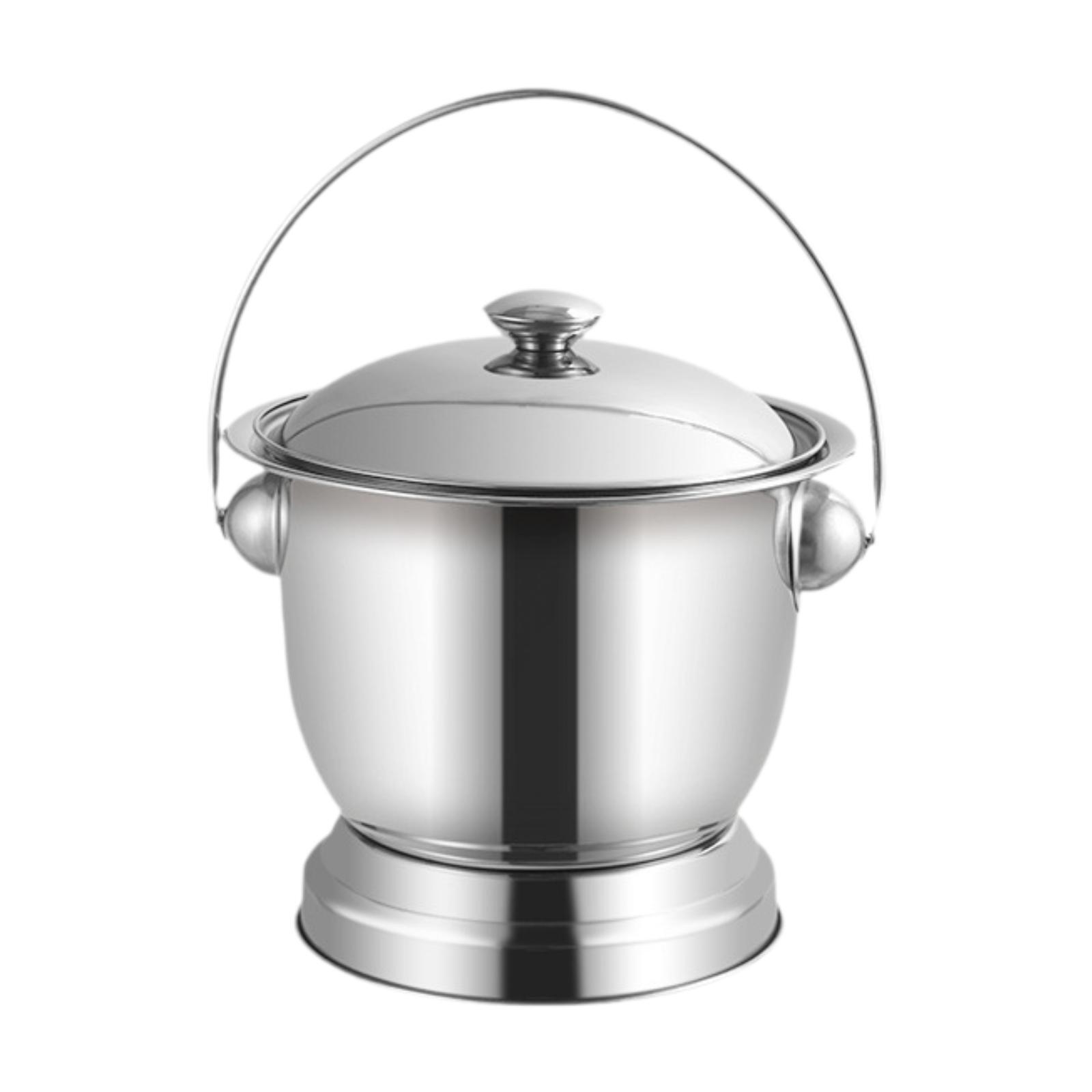 Chamber Pot Stainless Steel Spittoon with Lid Portable Toilet Bedside Urinal