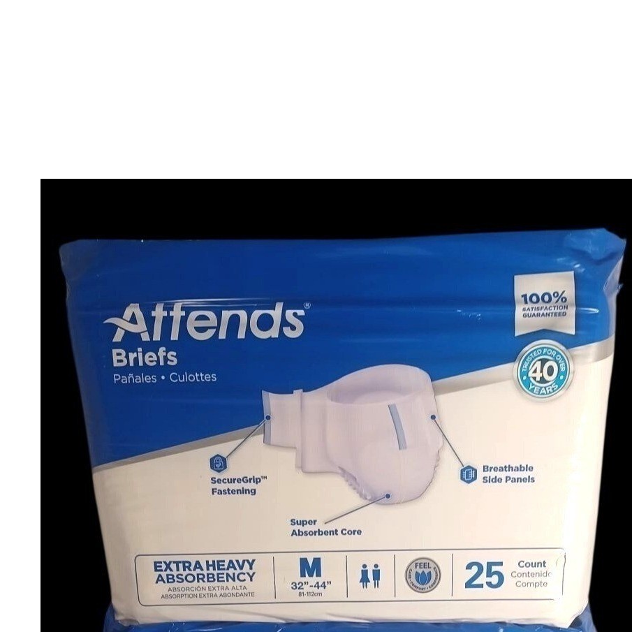 Attends Adult Brief Diapers Extra Heavy Absorbency Size Medium 32-44″ 25 Count