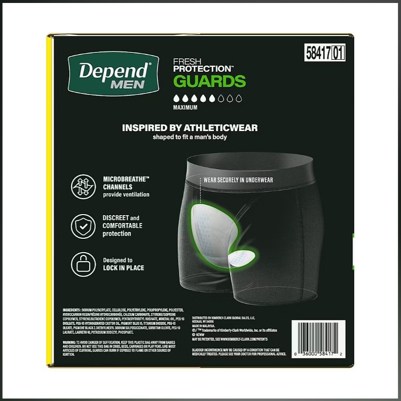Depend Guards Incontinence Pads for Men, Maximum Absorbency, 112 ct.