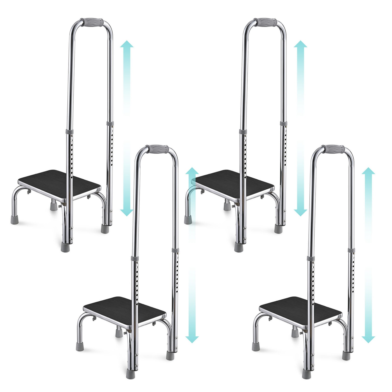 4 Packs Medical Step Stool Non-Skid Steel Footstool with Handle for Seniors Kids