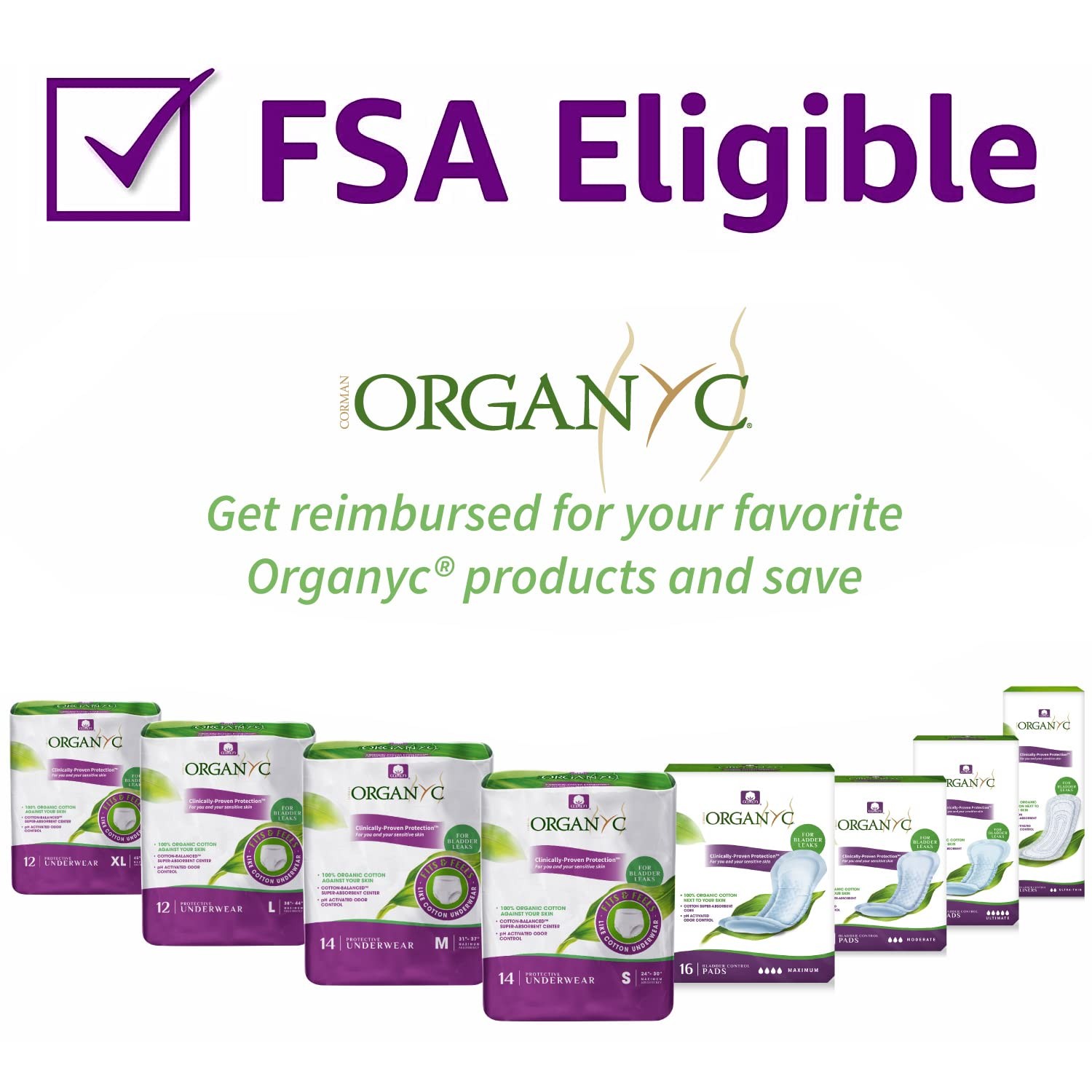 – 100% Organic Cotton Inside and Out Incontinence Pads for Bladder Leaks – Ce…