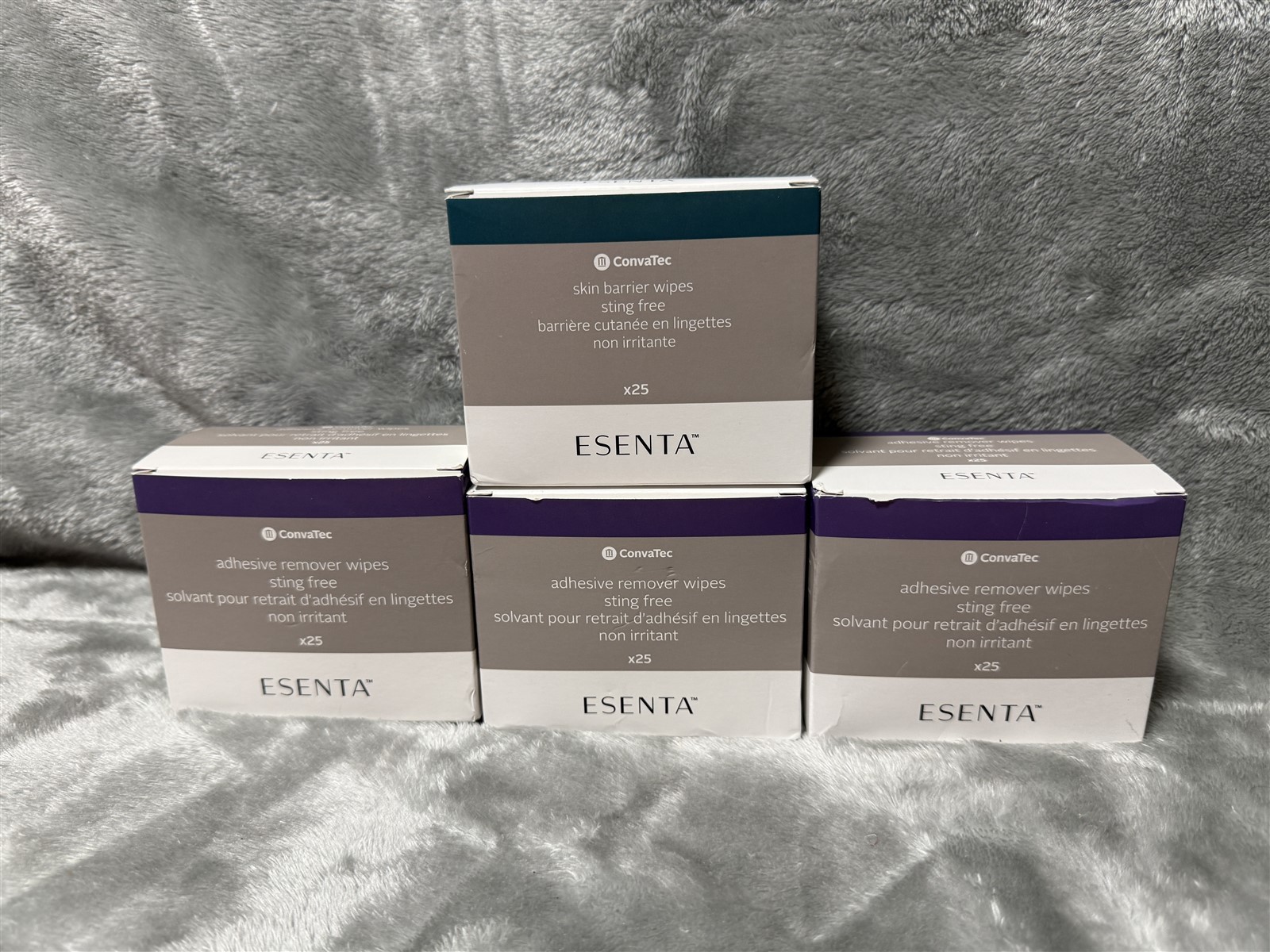 ESENTA CONVATEC SKIN BARRIER WIPES x25 & 3 BOXES ADHESIVE REMOVER WIPES X25