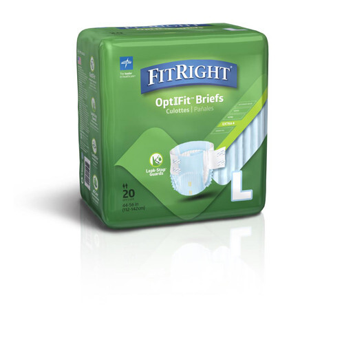 Medline FitRight Plus Incontinence Briefs, Size Large 44″-56″, 80 EA/CS