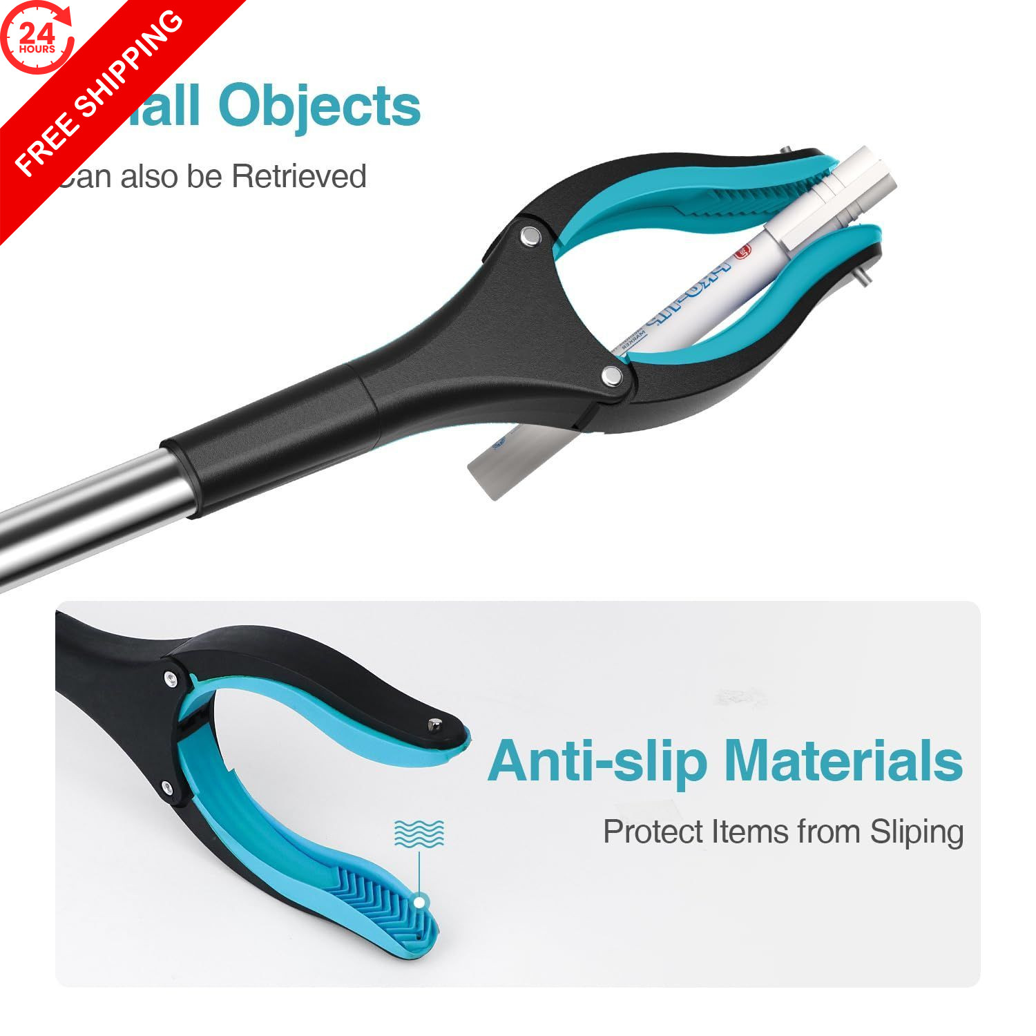 Grabber Reacher Tool 2-Pack, 32″ Folding 32 inches, Light Blue
