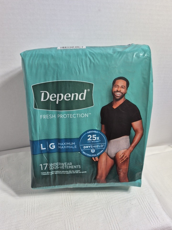 Depend Underwear Men Size L/G Max Absorbency 17 Ct Pk Large