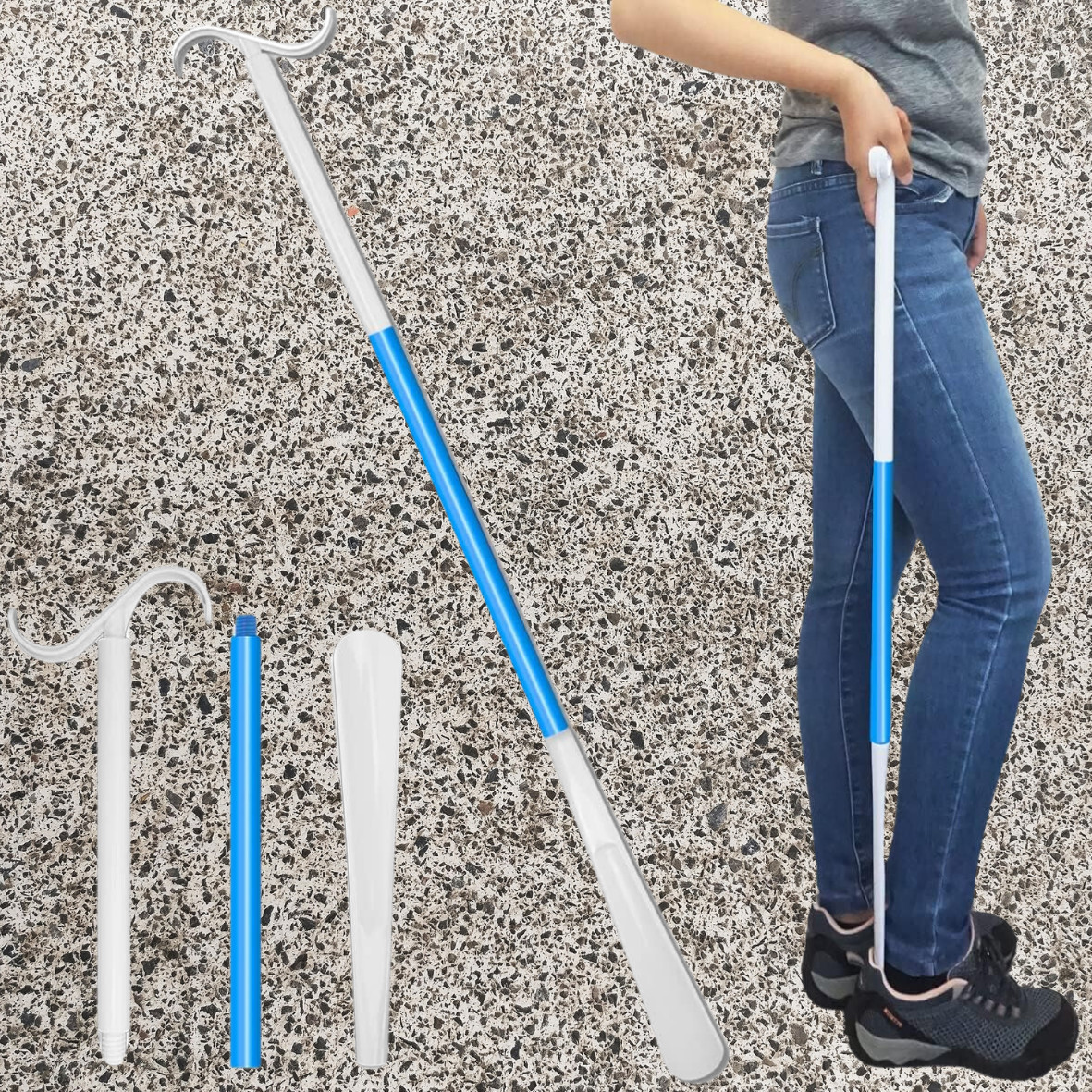 35.5 Inch Long Handled Shoe Horn, Dressing Stick, Sock Remover Aid Helper – Vers