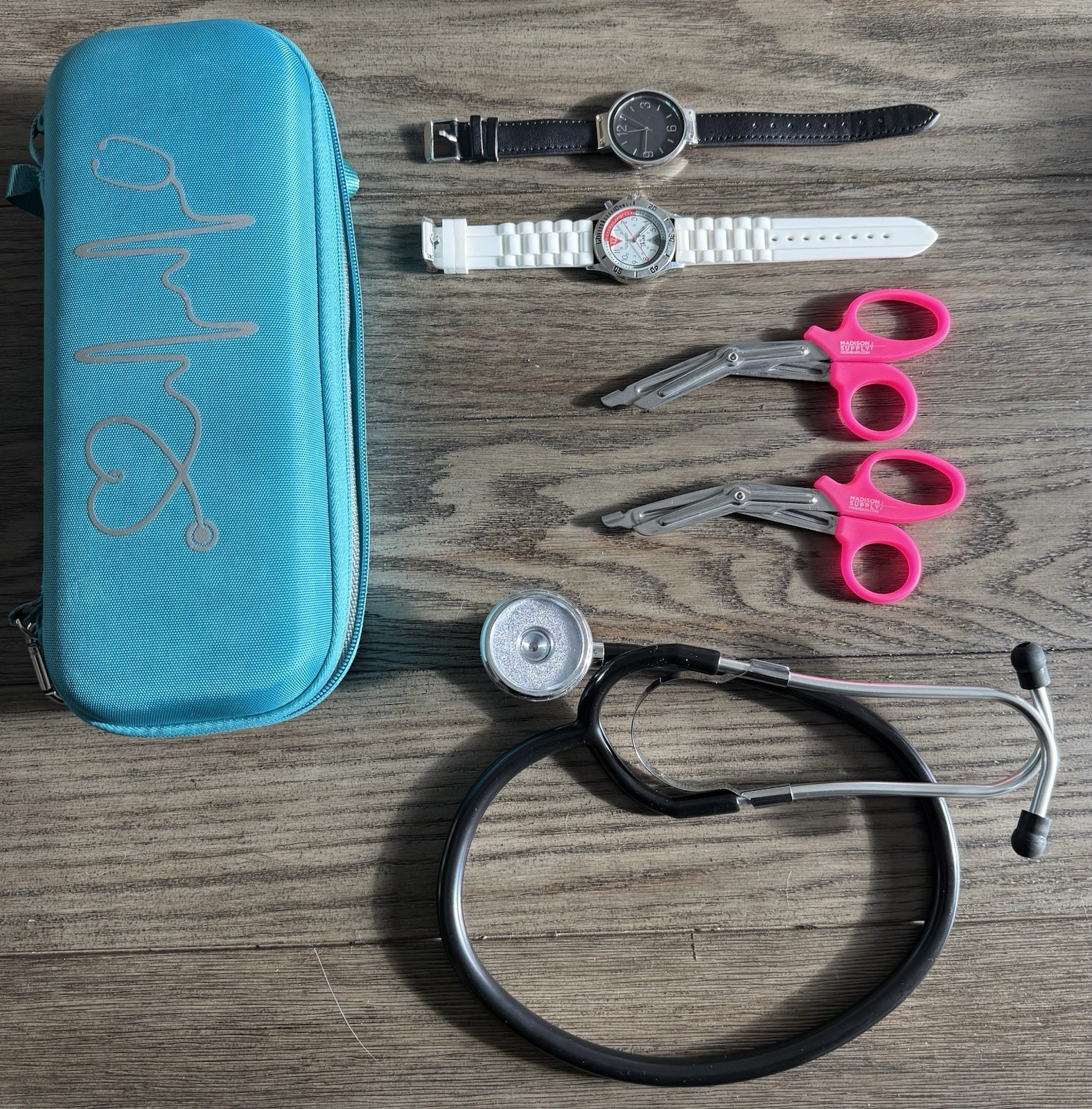 Medical Nurse Kit, Stethoscope, Think Medical Watch, Case, Shears