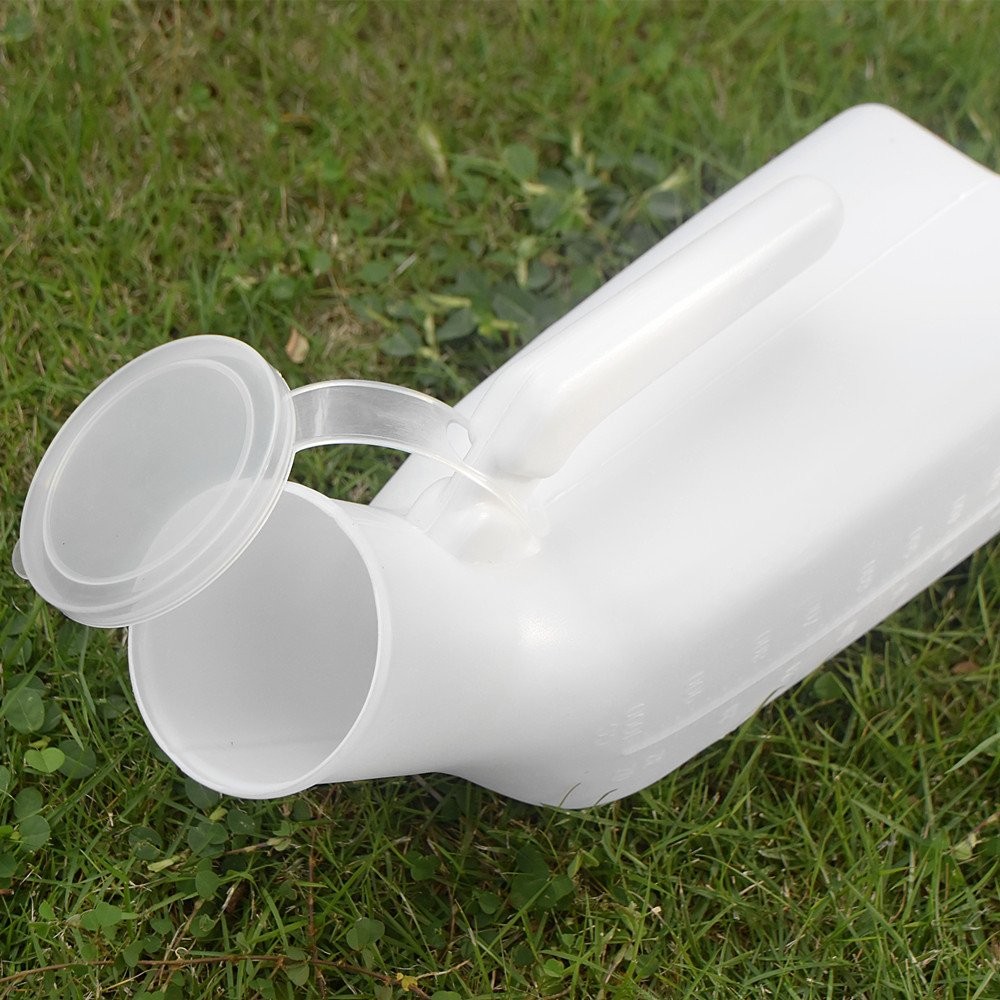Thick Firm Male Urinal Urine Bottle with Lid 32oz./1000mL (White)pack of 2,